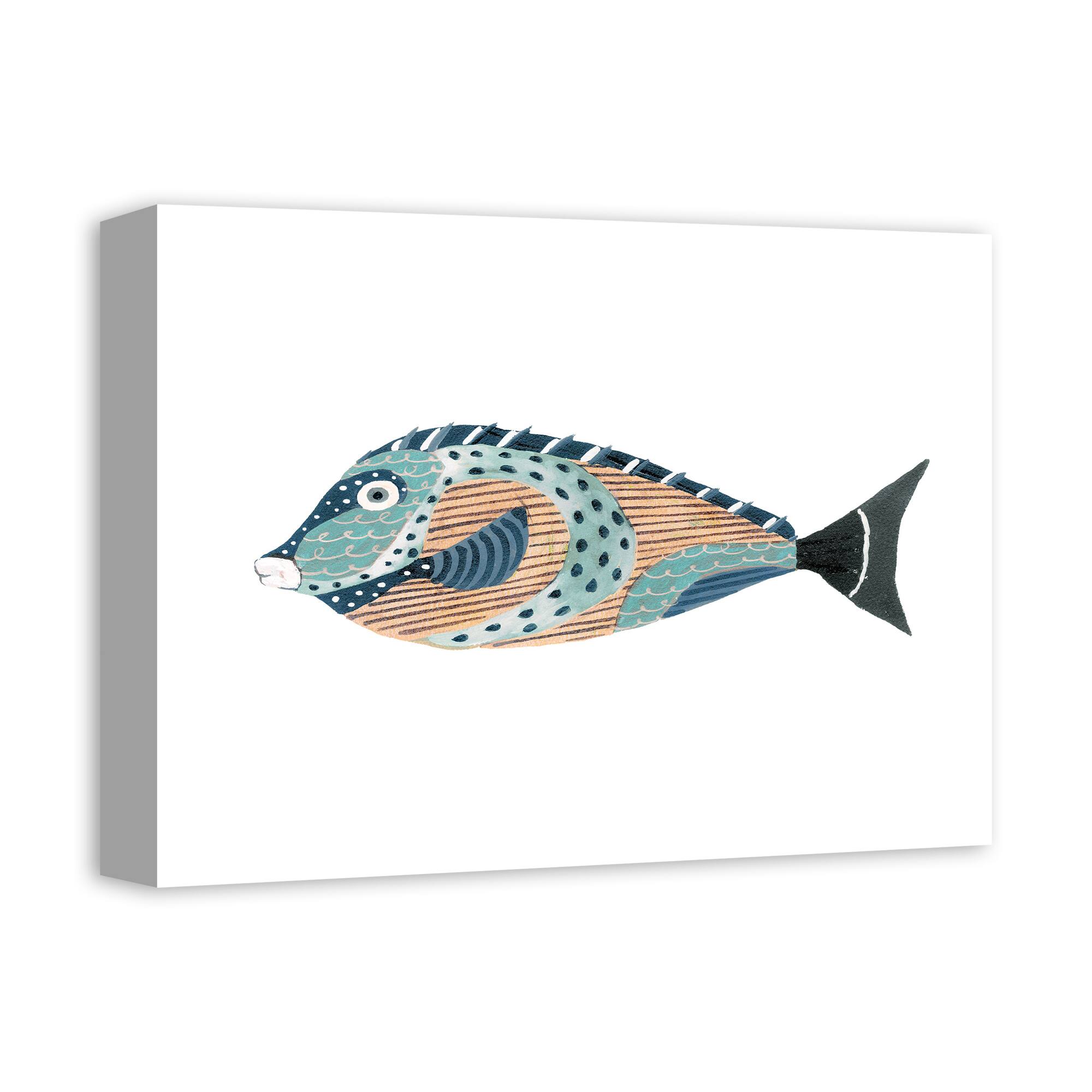 Colorful Patterned Fish 16" x 12" Canvas Wall Art