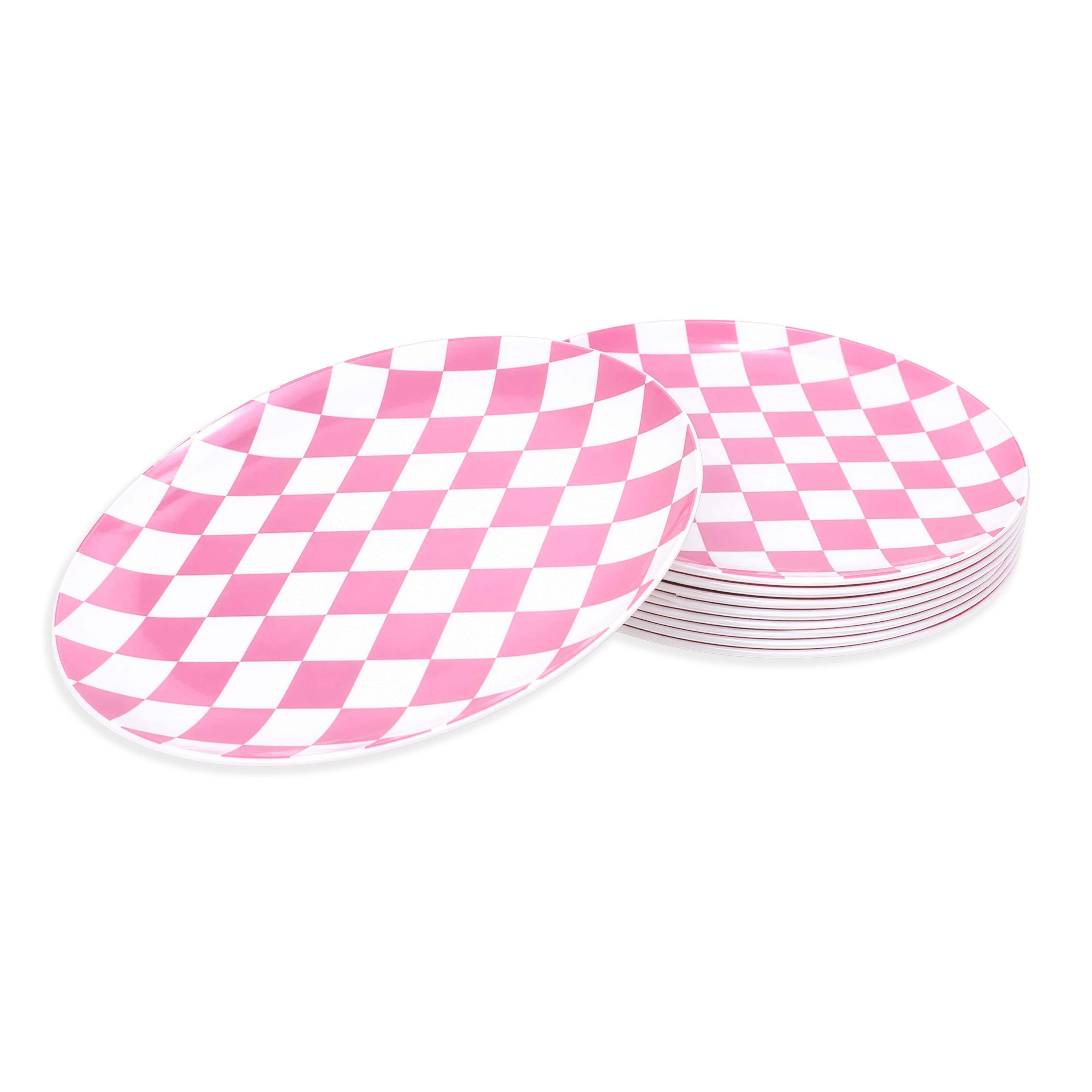 10" Plastic Pink Check Dinner Plates ,10ct. by Celebrate It™