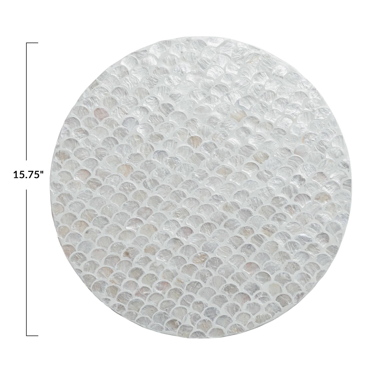 Hello Honey® 15.75" Wood & White Capiz-Embellished Round Lazy Susan