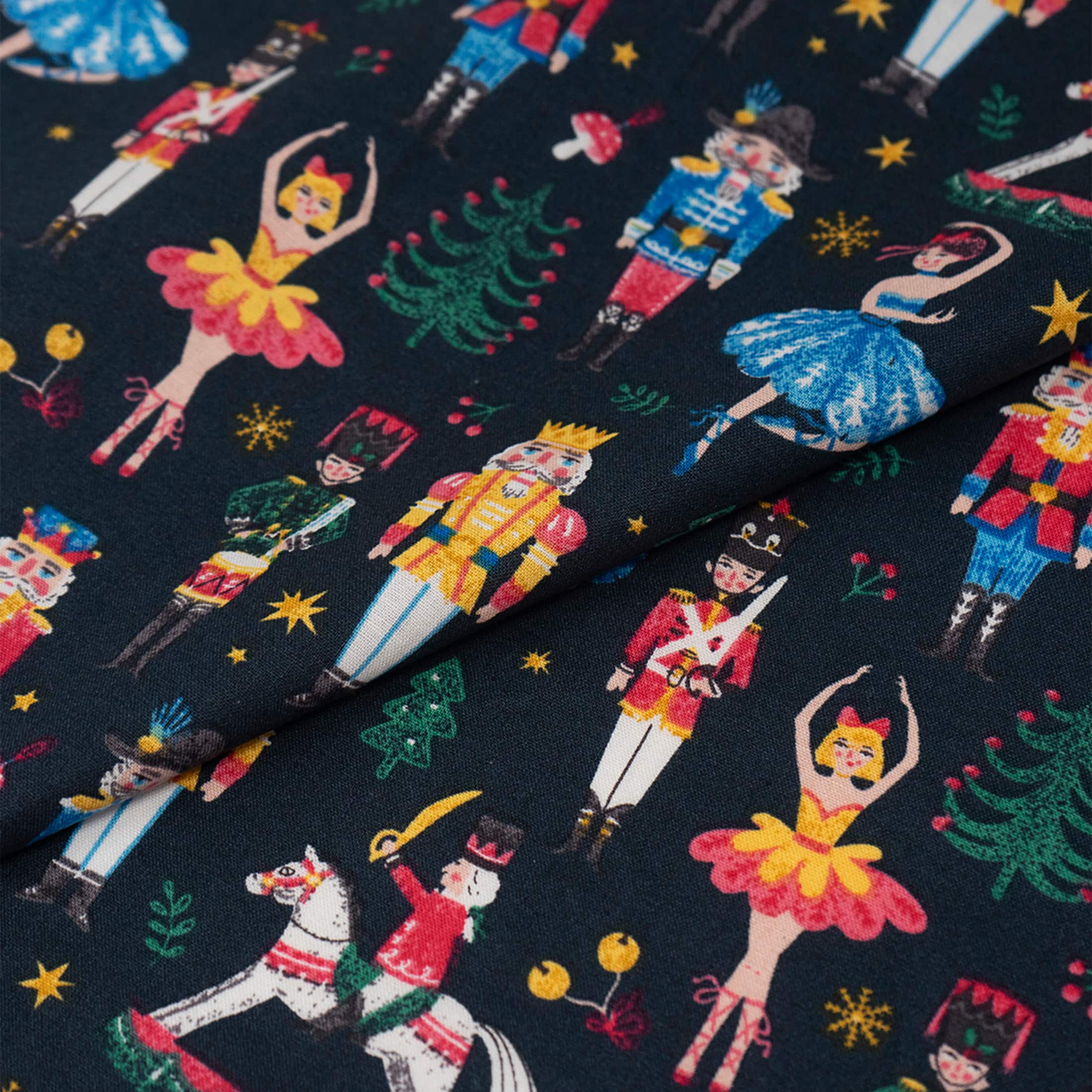 SINGER Nutcrackers on Navy Print Cotton Fabric