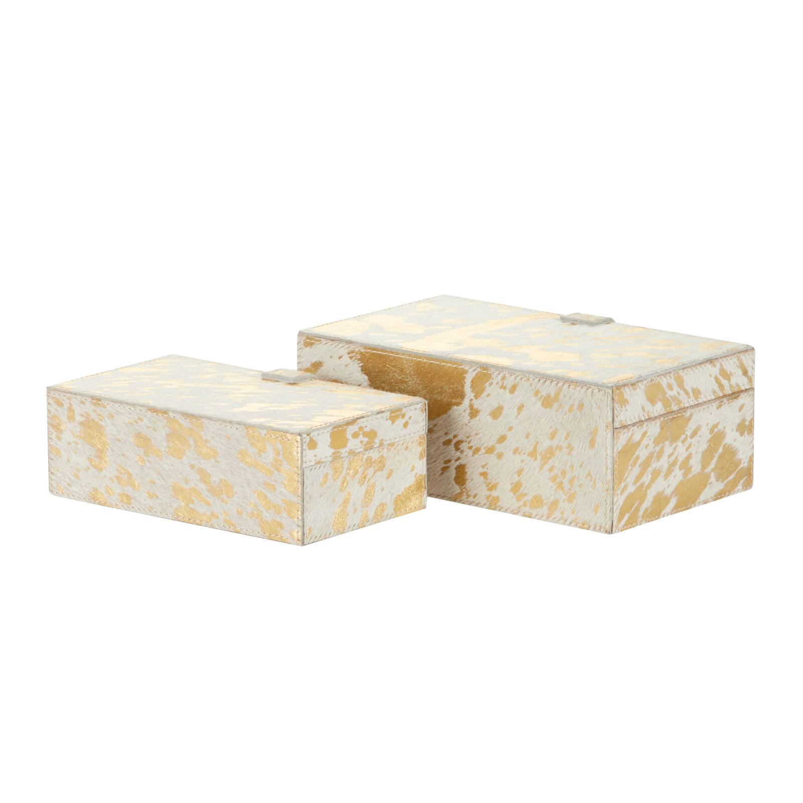 White & Gold Leather Rustic Box Set