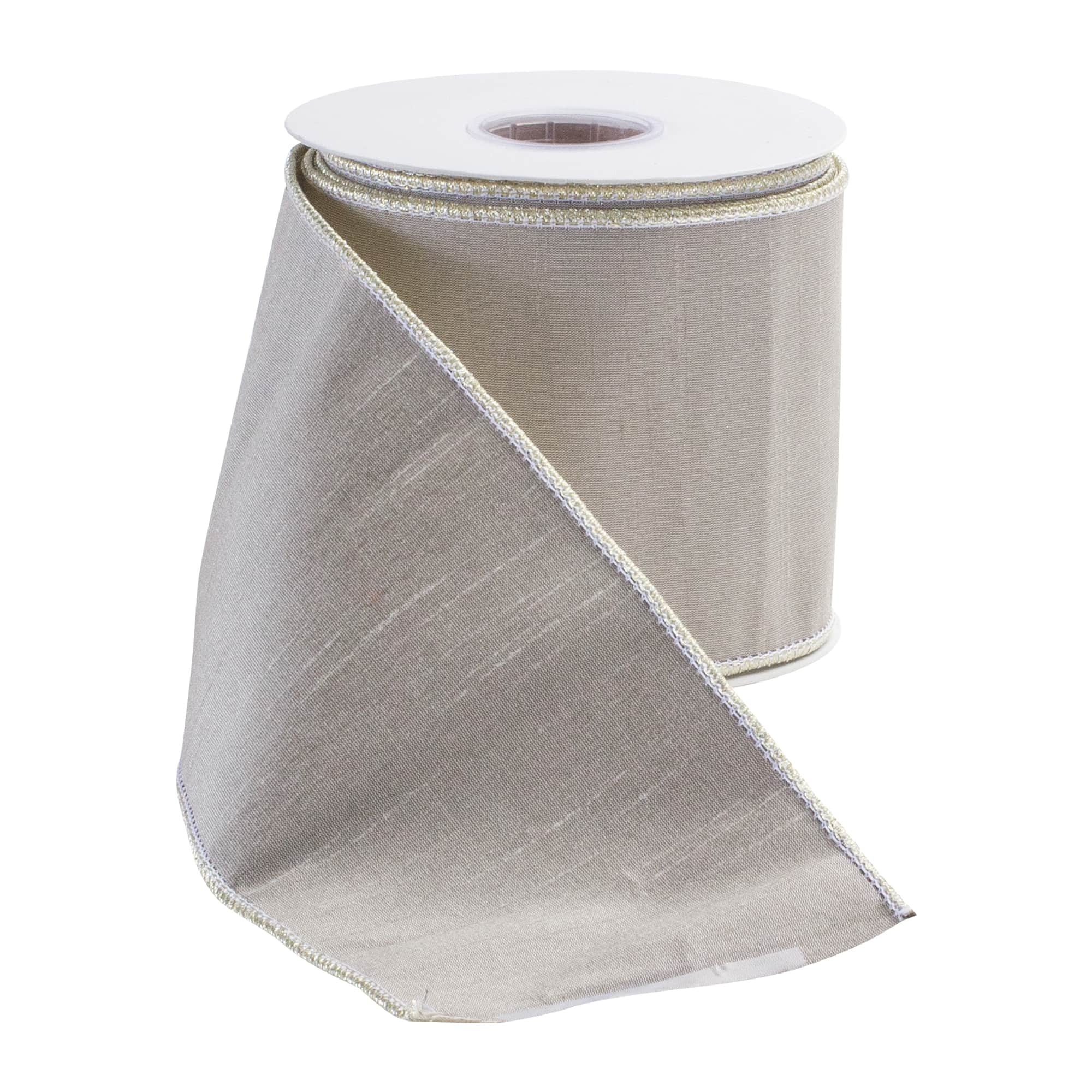 Melrose 4" x 10yd. Beige Wired Holiday Ribbon