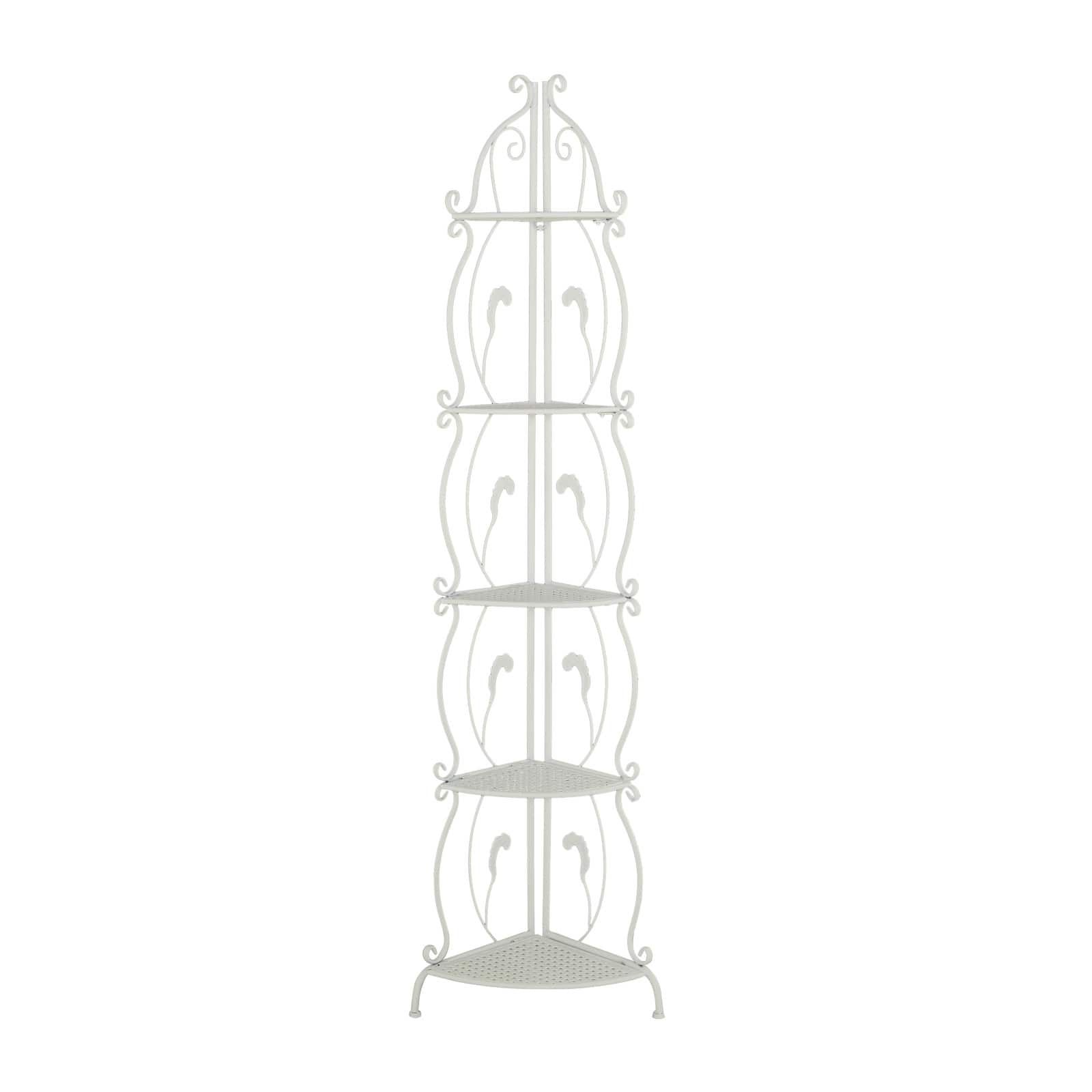 White Iron French Country Bakers Rack, 71" x 16" x 12"