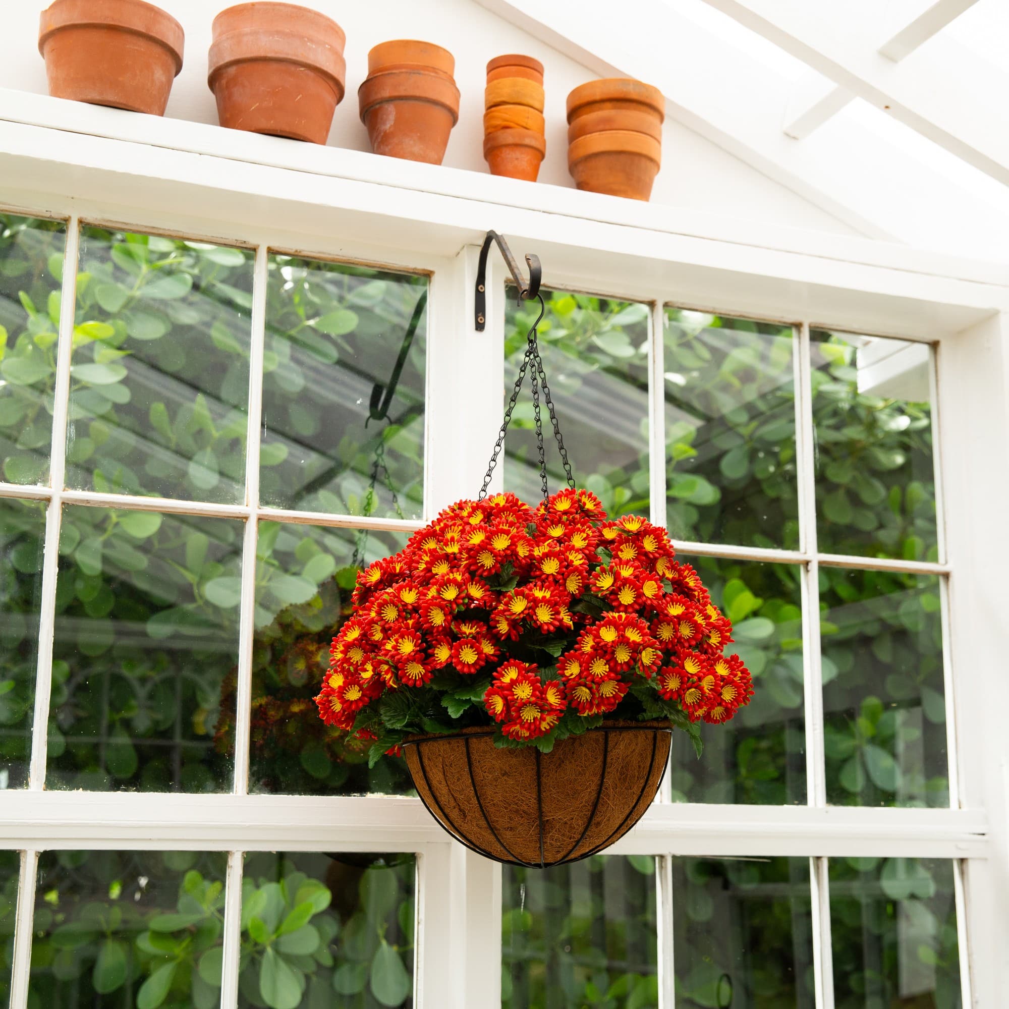 24in. UV Resistant Artificial Chrysanthemum Hanging Basket (Indoor/Outdoor)