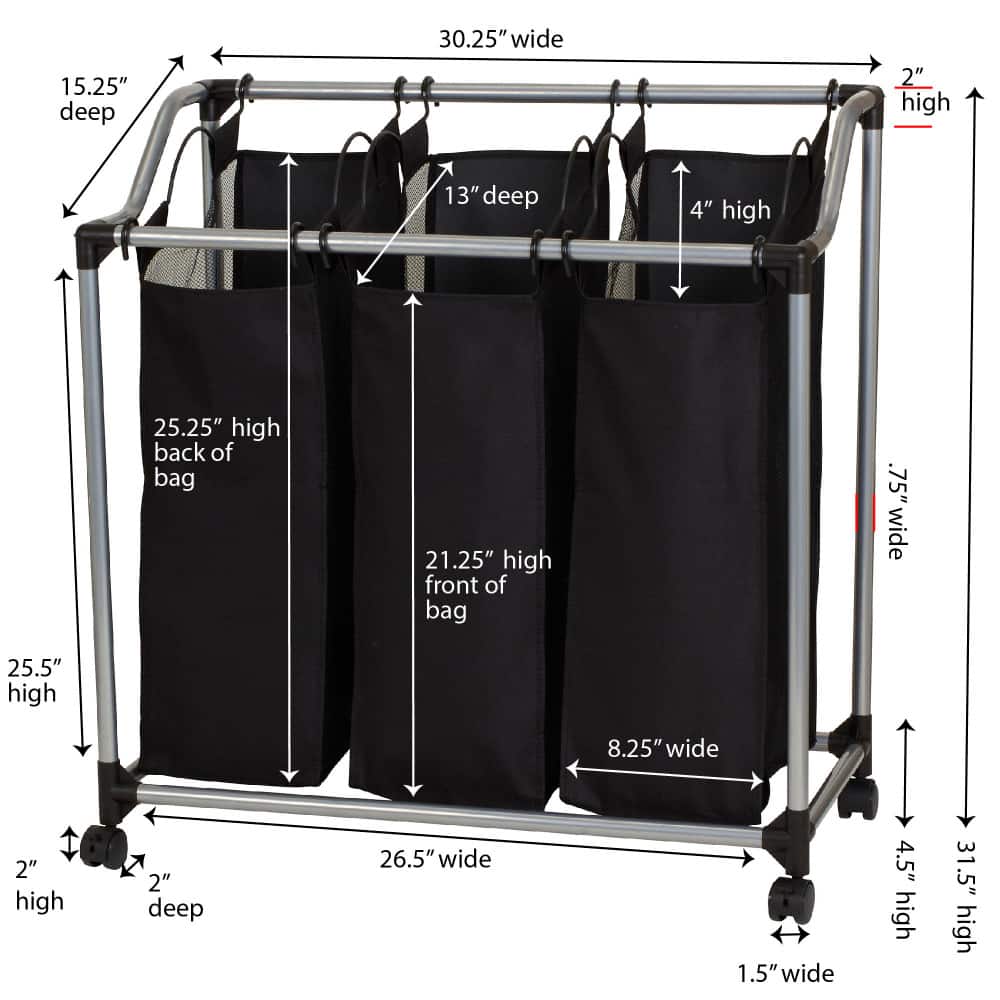 Household Essentials Rolling Mesh Triple Laundry Sorter