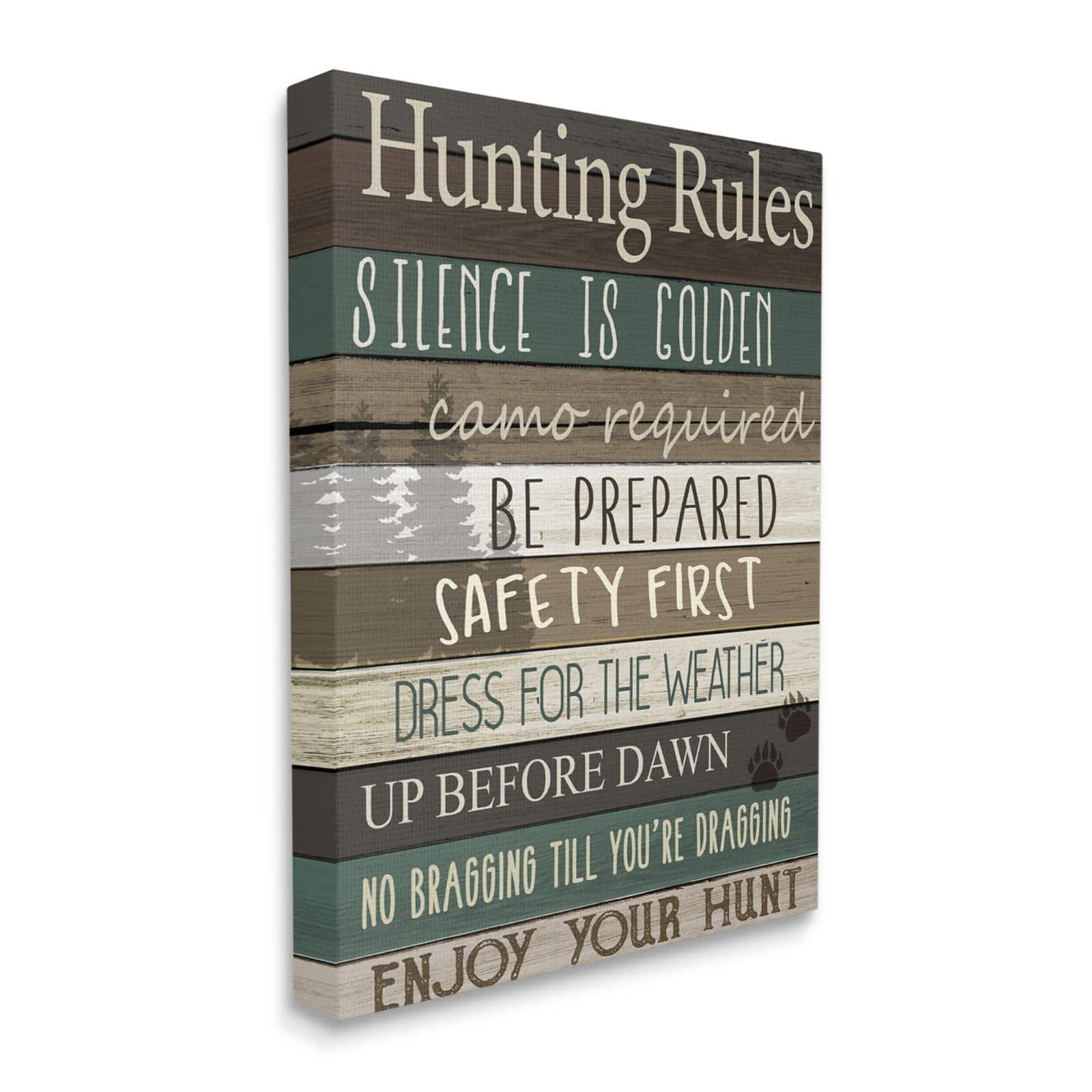 Stupell Industries Cabin Hunting Rules Rustic Charm Brown Green Canvas Wall Art