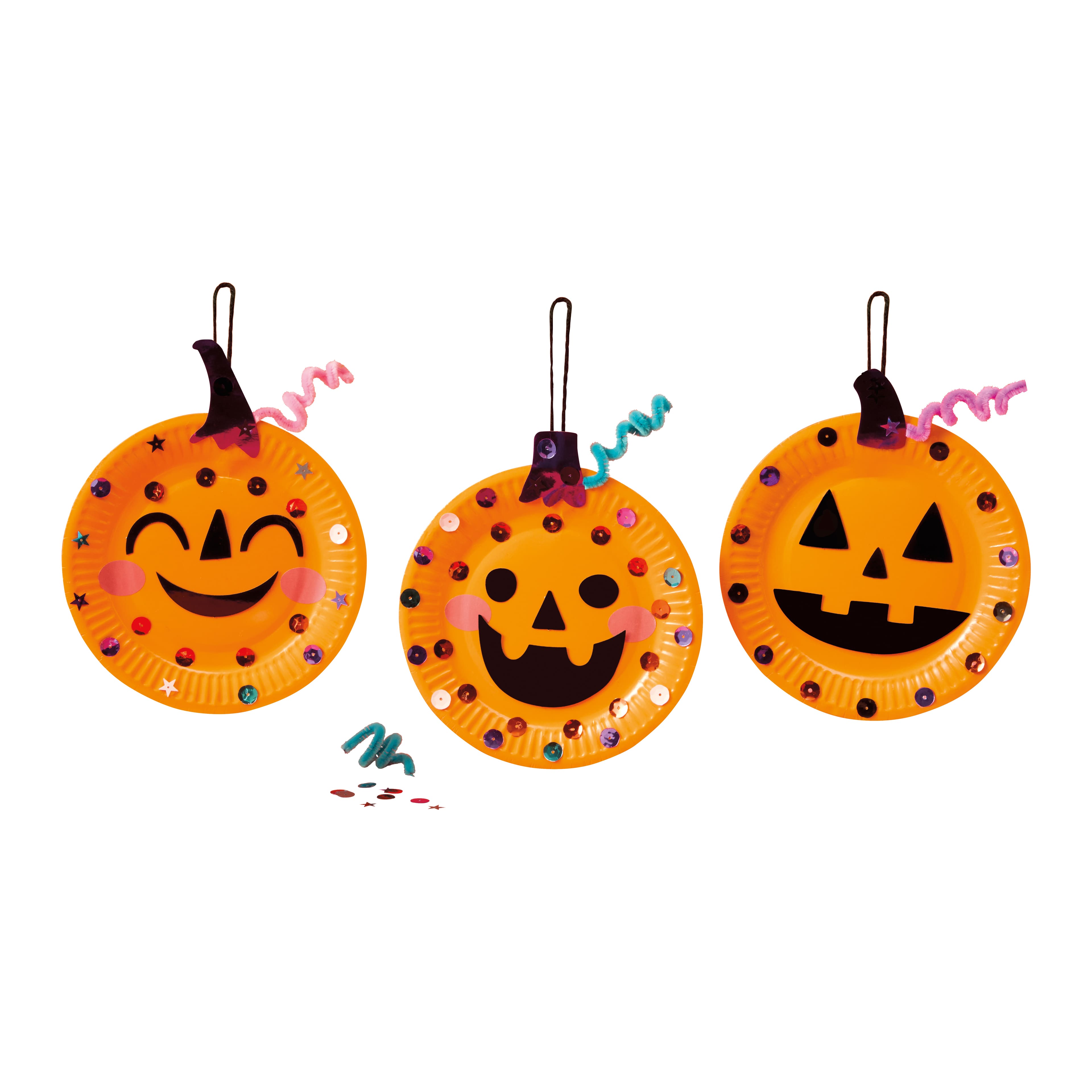 Michaels, Halloween Jack-O'-Lantern Paper Plate Ornament Group Kit by Creatology™ – Category: Kids Halloween Crafts