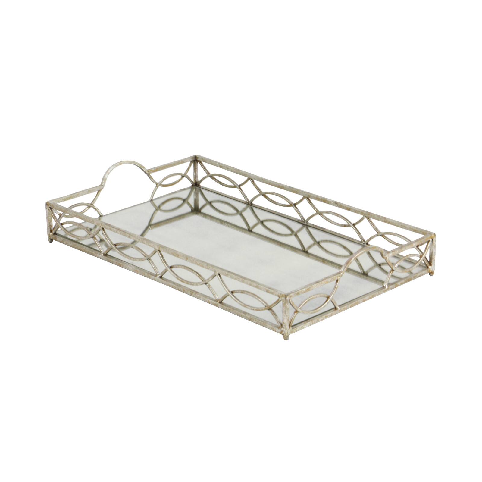 25'' Silver Metal Glam Tray