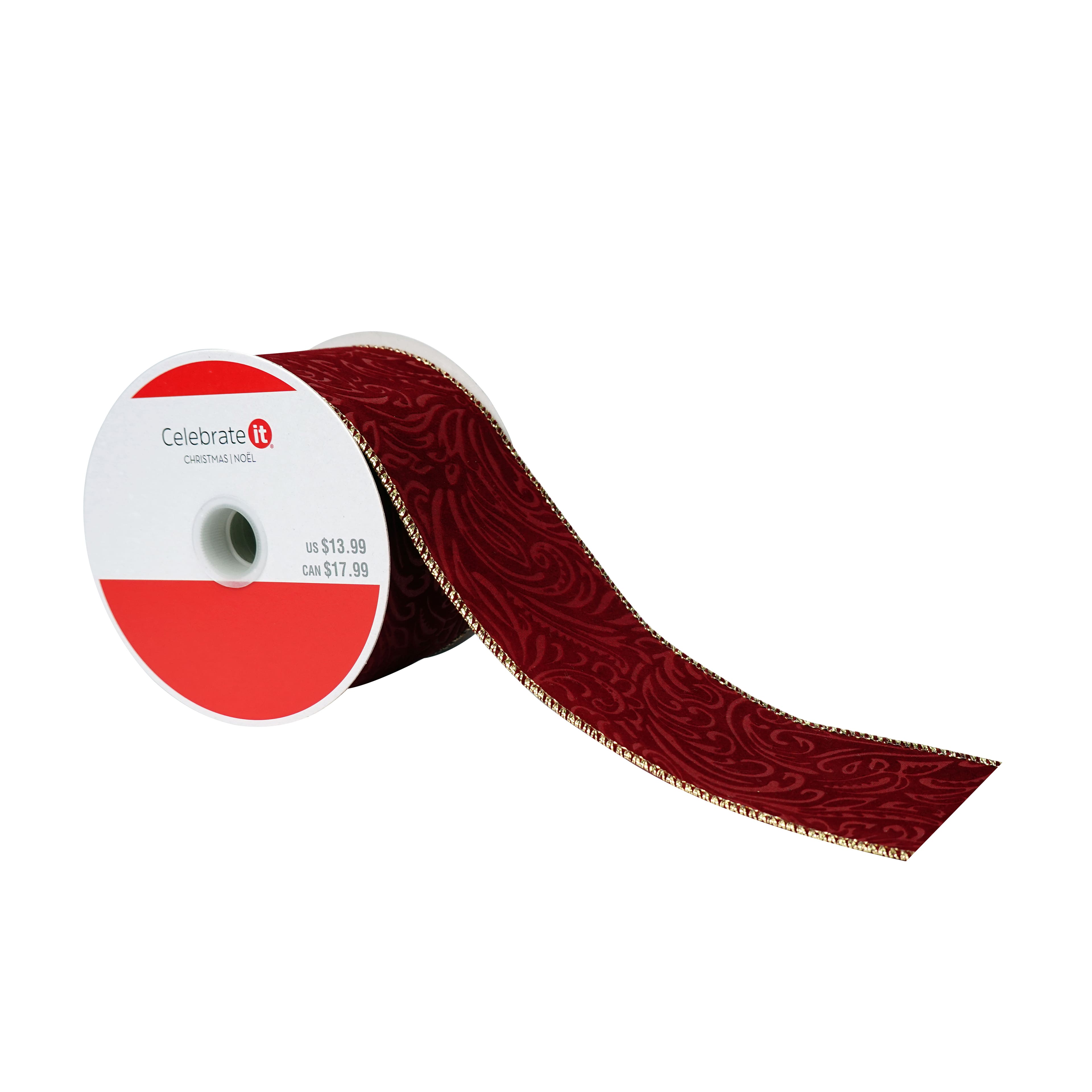2.5" x 6.6yd. Burgundy Swirl Wired Velvet Ribbon by Celebrate It®