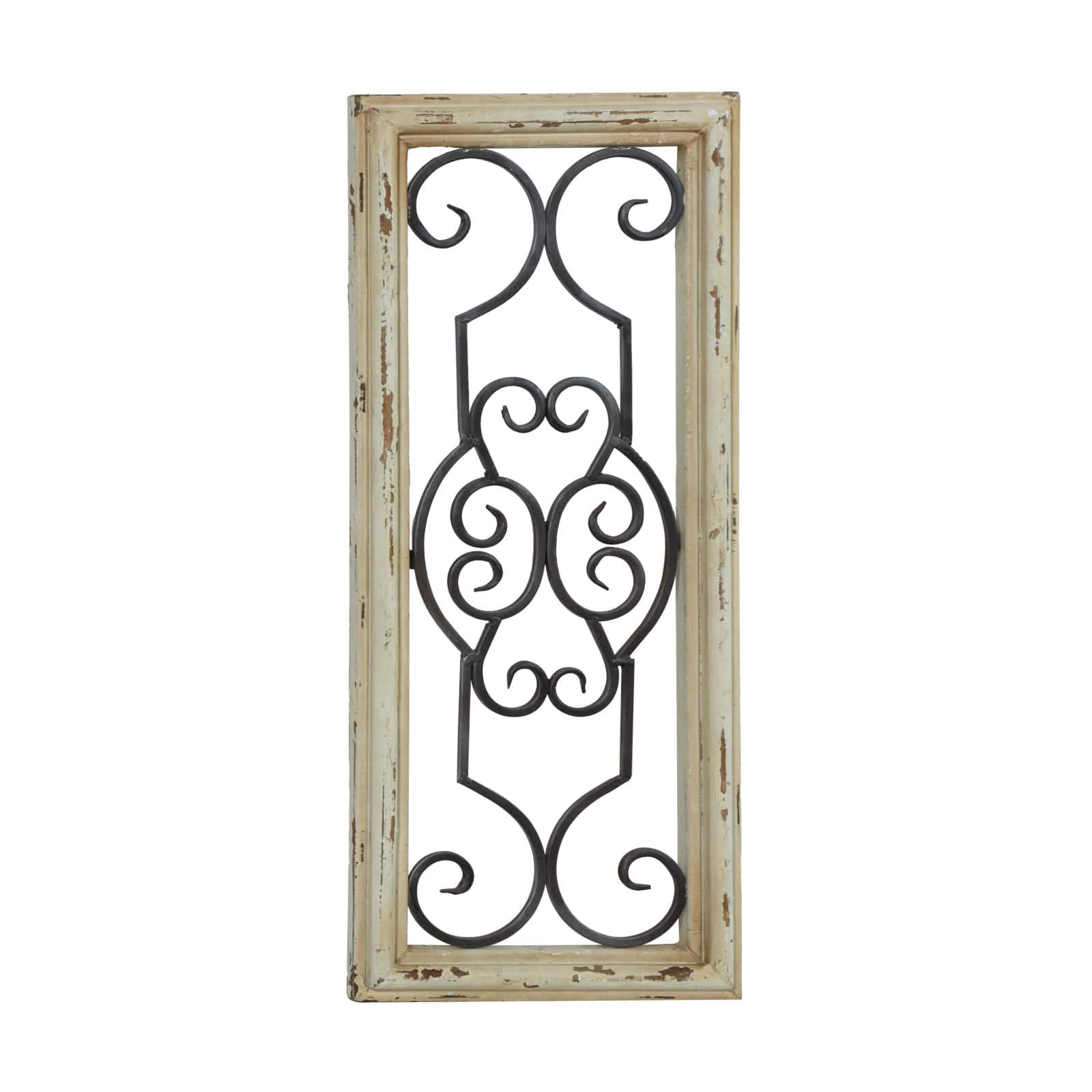 25" White Farmhouse Ornamental Wood & Metal Wall Décor
