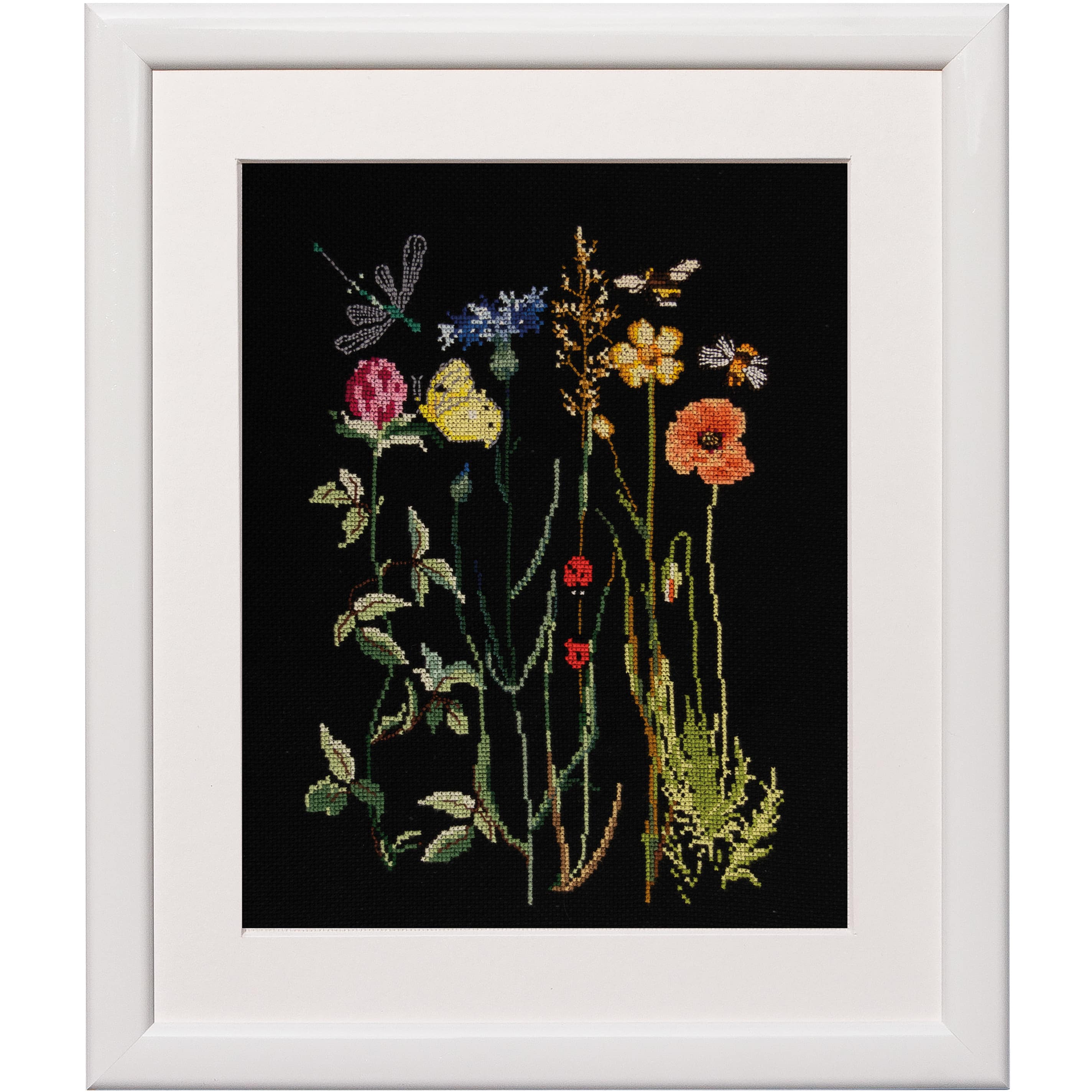 Thea Gouverneur Since 1959® Wildflowers Black Edition with hoop Counted Cross Stitch Kit