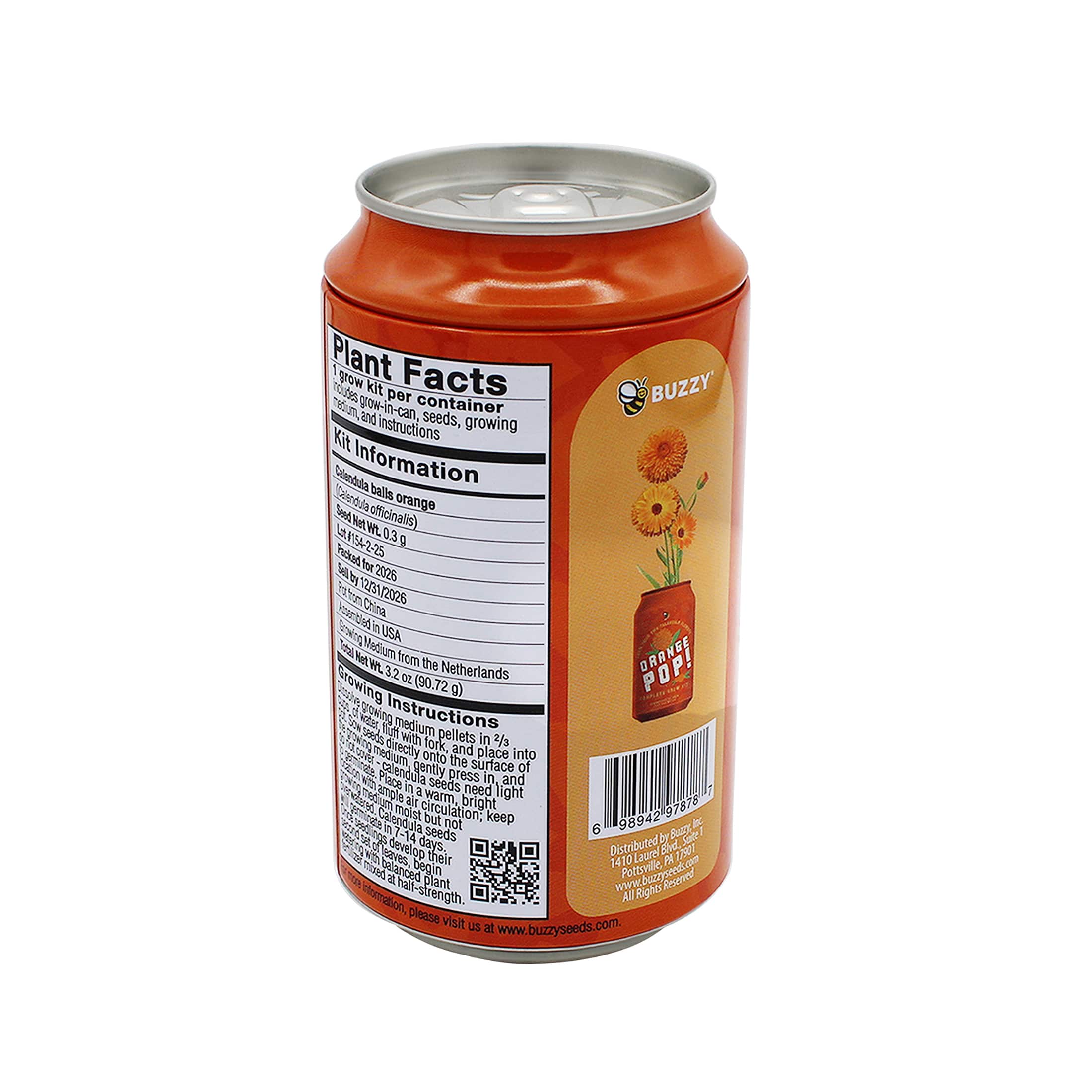 Buzzy® Calendula Flower Soda Can Complete Grow Kit