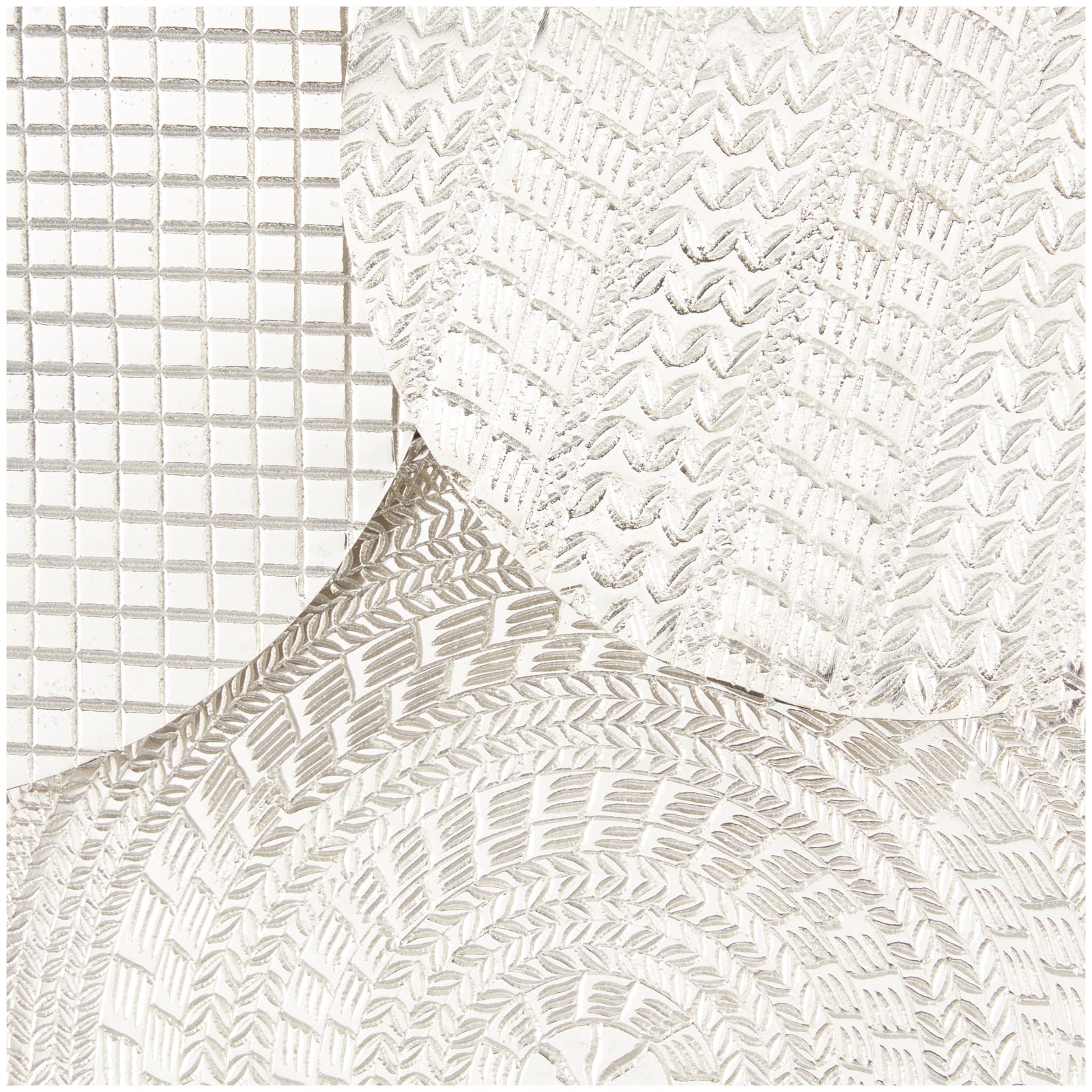 Silver Aluminum Plate Wall Decor with Textured Pattern 18" x 3" x 18"