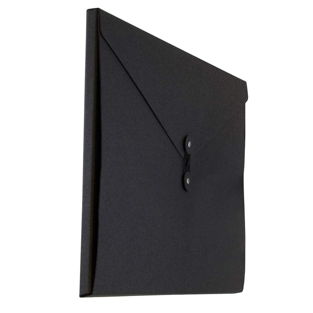 JAM Paper Black Kraft Portfolio with Button and String Closure 12.5" x 16.5"