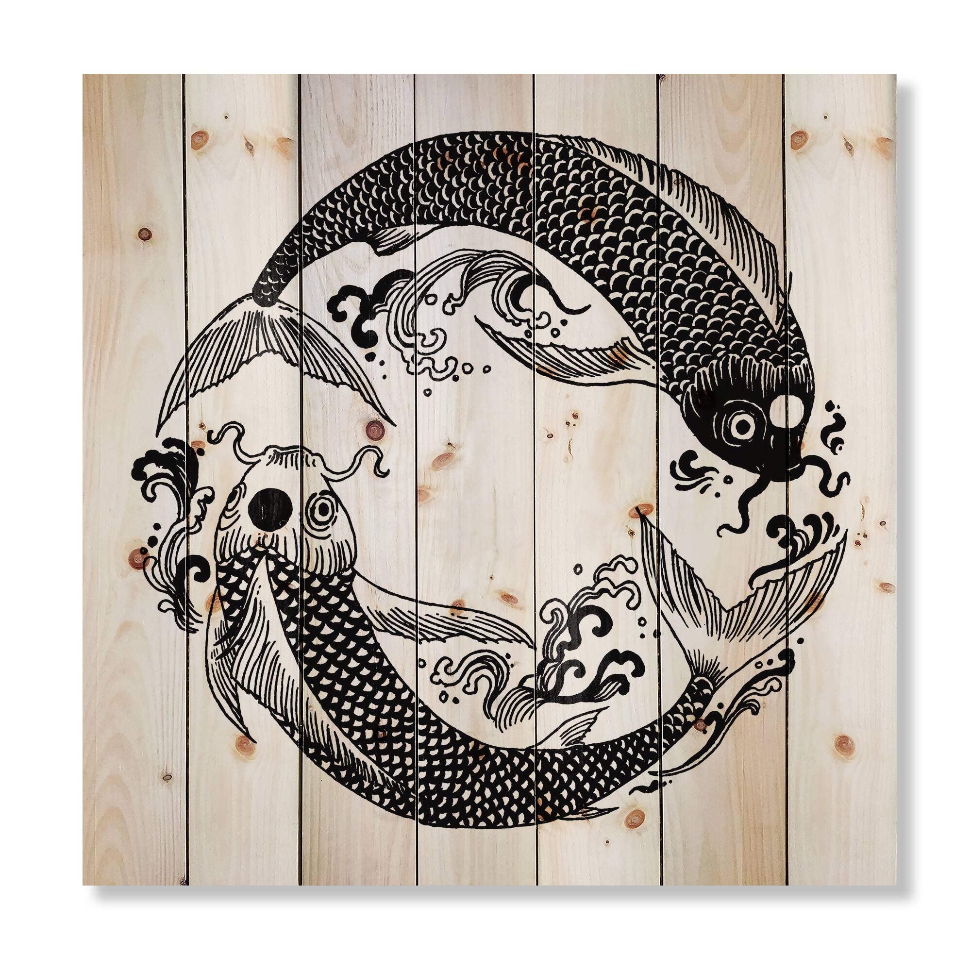 Designart - Chinese Koi Fish In Chinoiserie Style III
