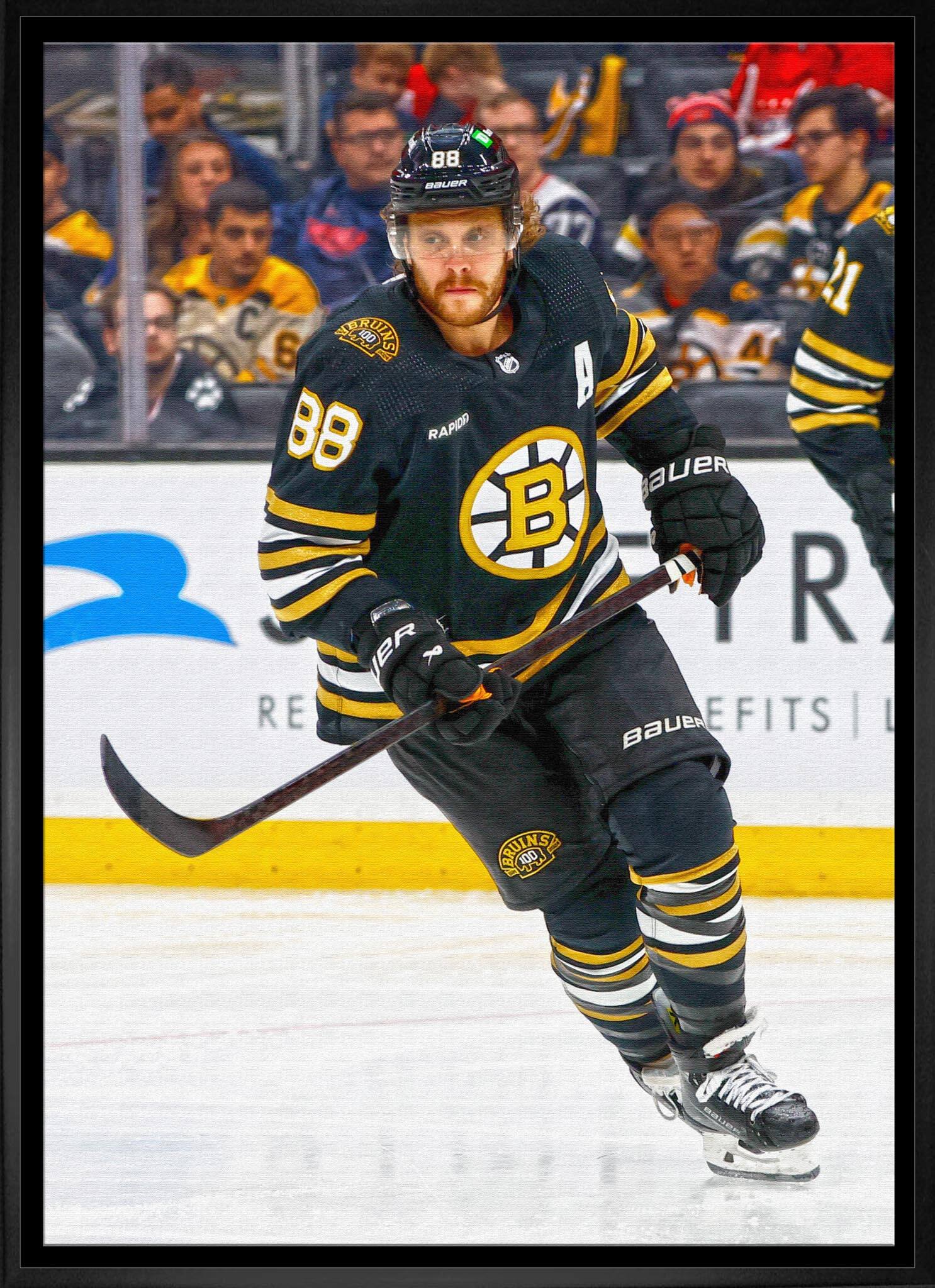 David Pastrnak Framed 20" x 29" Canvas Bruins Action-V 22.5" x 31.5"