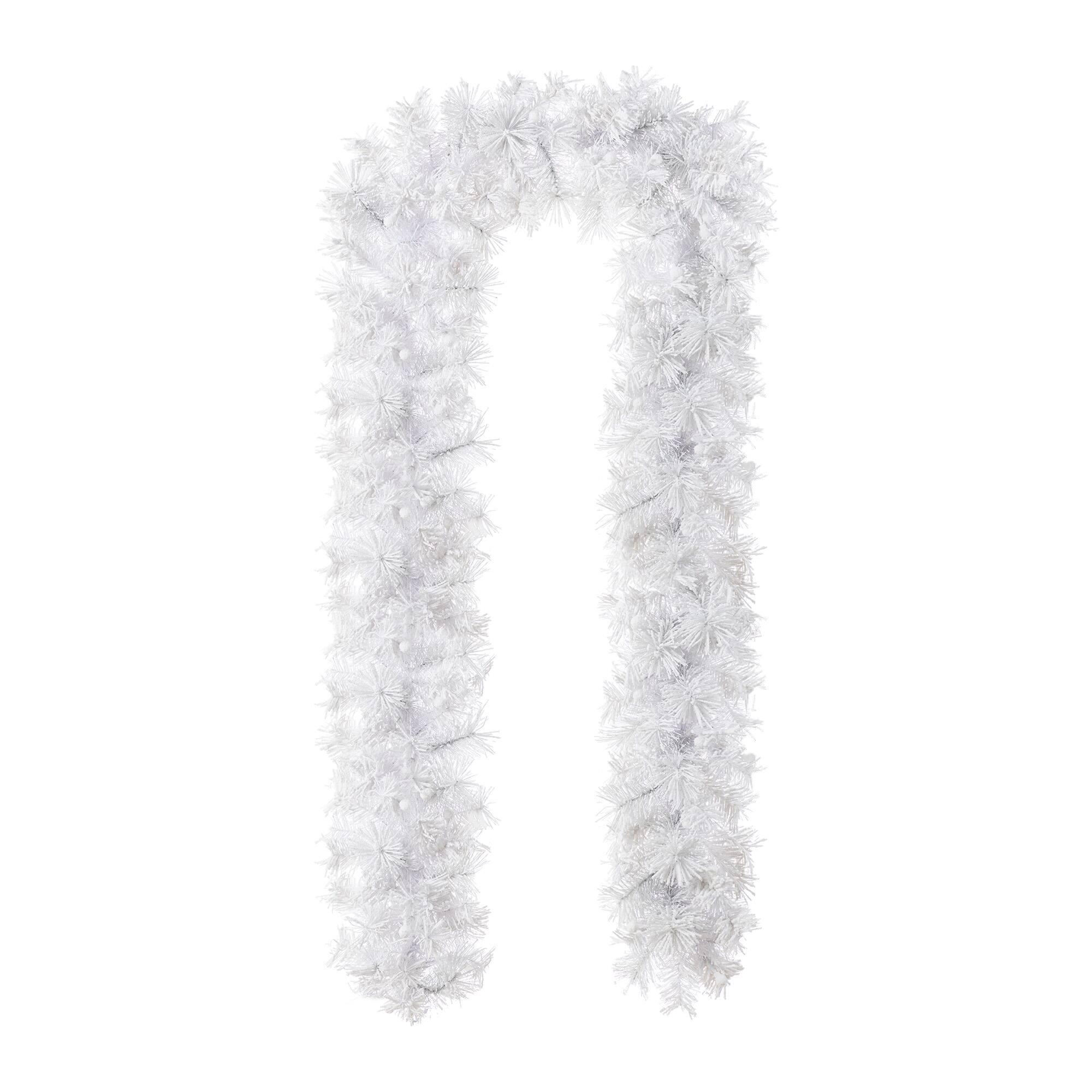 Glitzhome® 9ft Pre-Lit Snow Flocked White Pine Christmas Garland with Timer