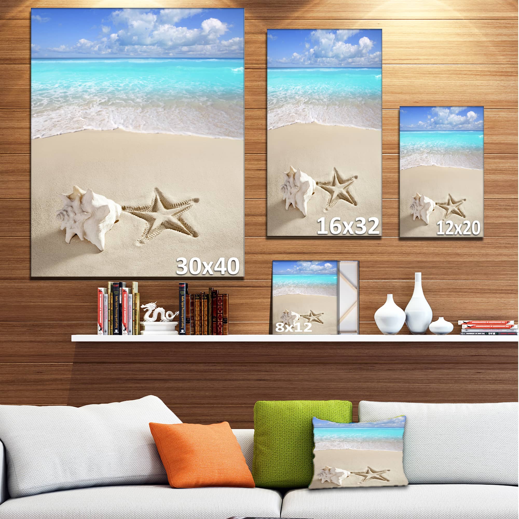 Designart - Caribbean Beach Starfish - Beach Photography Canvas Art Print