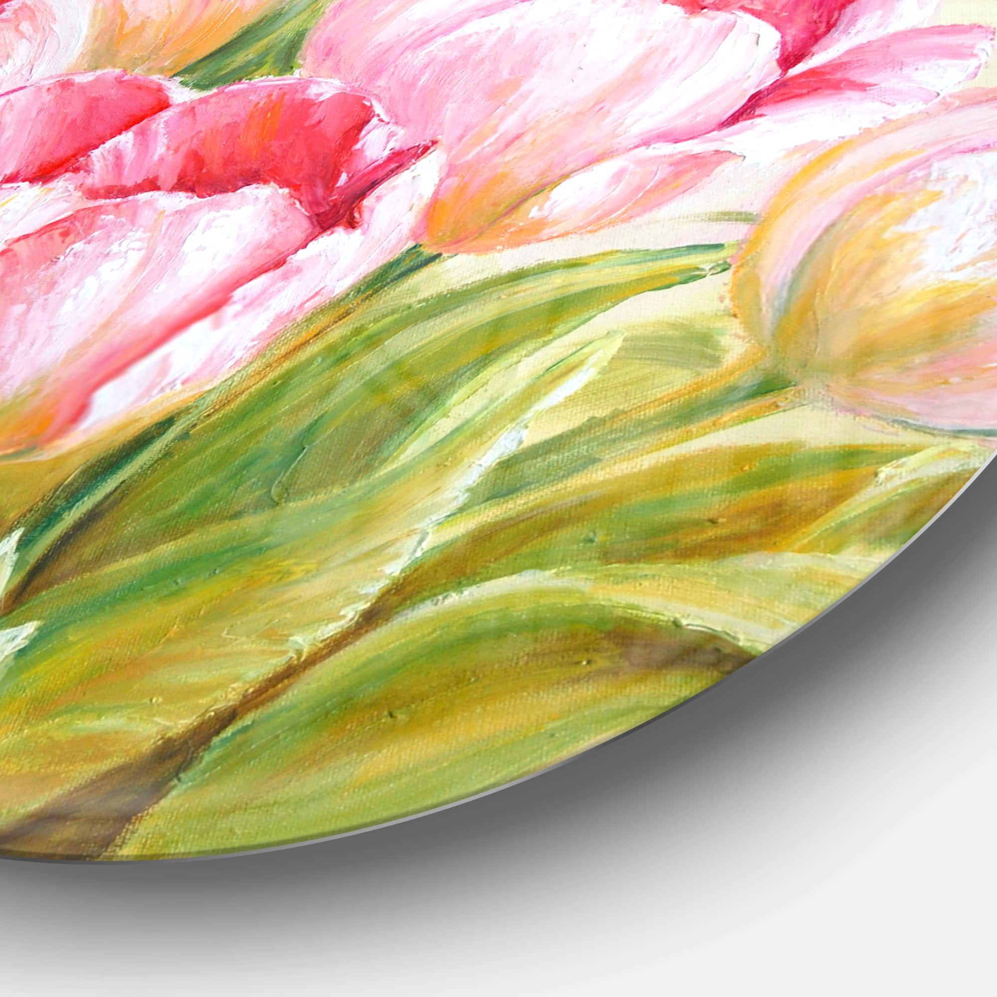 Designart - Bunch of Tulips Oil Painting' Floral Circle Metal Wall Art