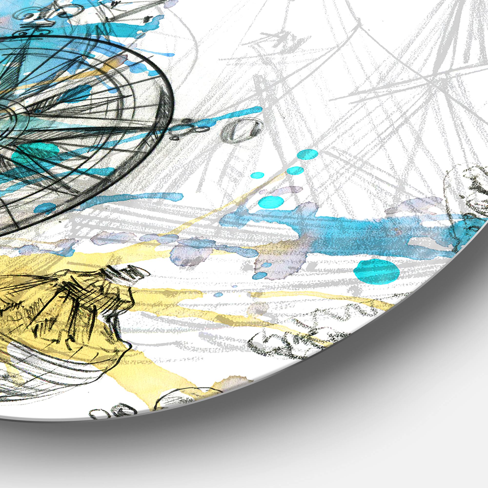 Designart - Marine Background Illustration Art' Animal Metal Circle Wall Art