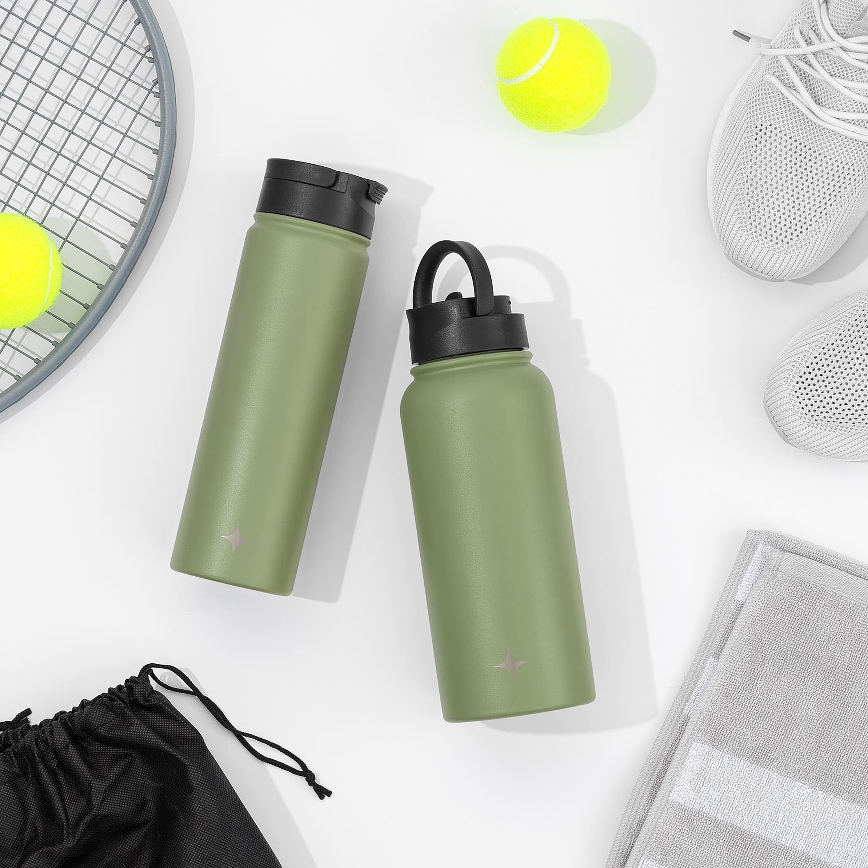 JoyJolt® 22oz. Triple Insulated Water Bottle with Flip Lid & Sport Straw Lid