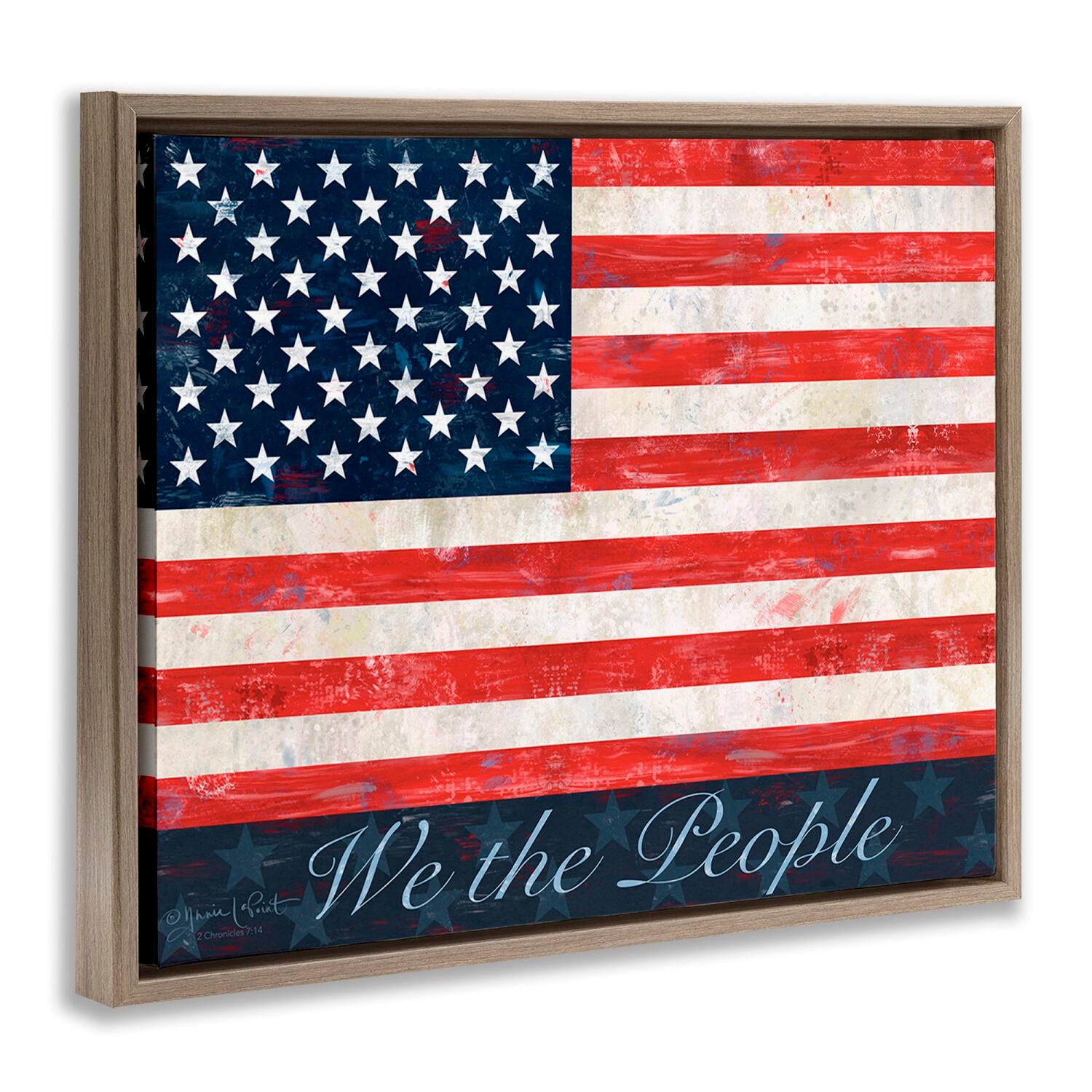 Stupell Industries We The People Flag Floater Framed Art