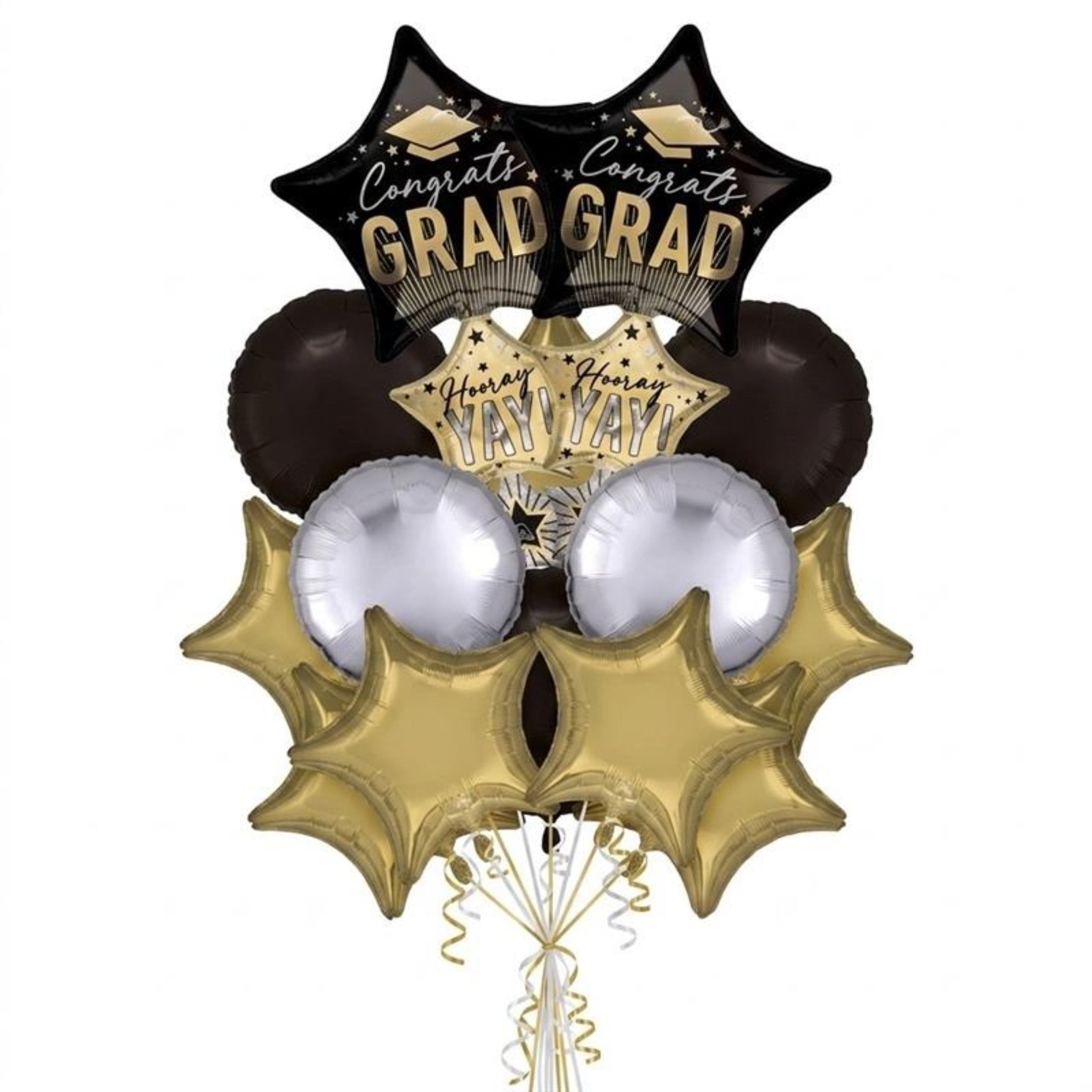 Graduation Stripes on Stripes Foil Balloon Bundle