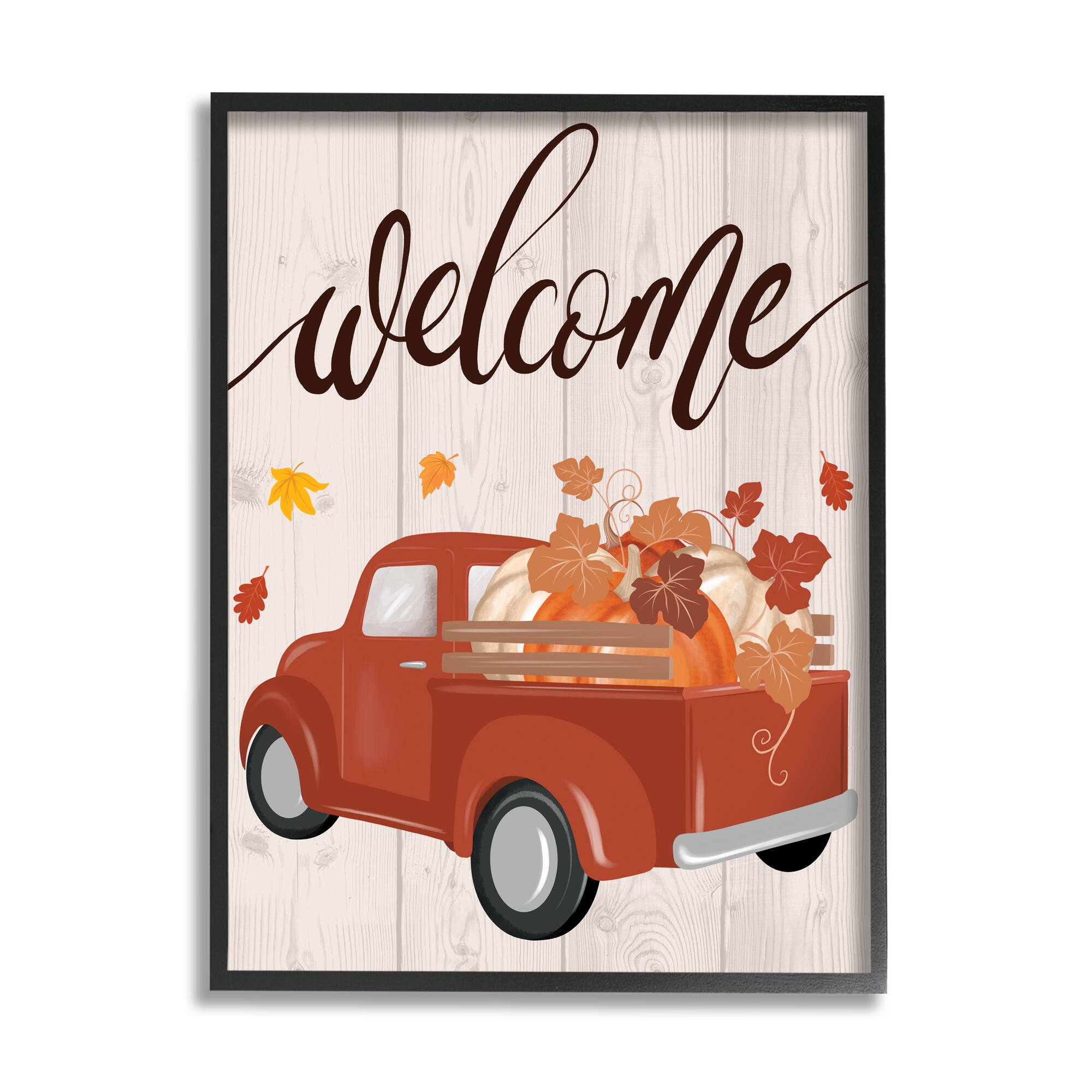 Stupell Industries Welcome Country Pumpkin Truck Framed Giclee Art