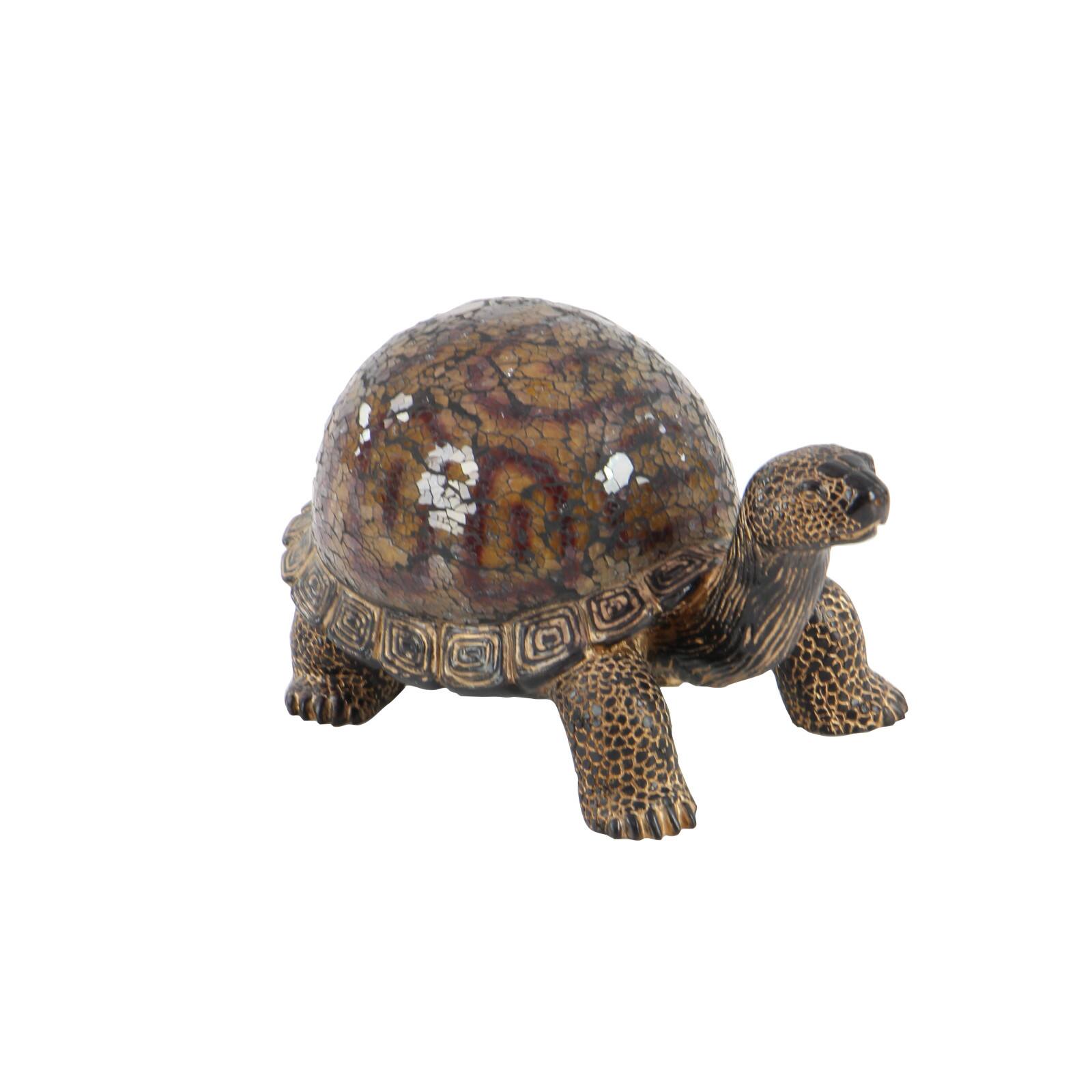 Brown Polystone Coastal Sculpture, Turtle 6" x 11" x 6"