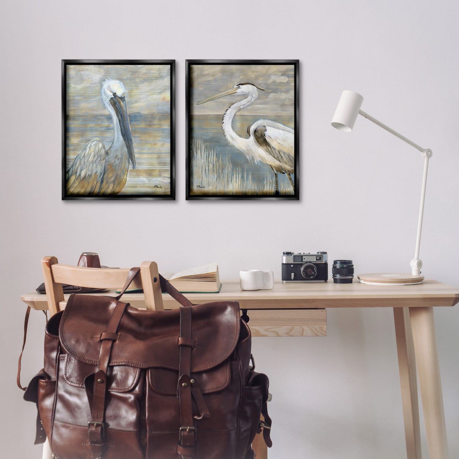 Stupell Industries Sea Birds Abstract Beach Floater Framed Art Set