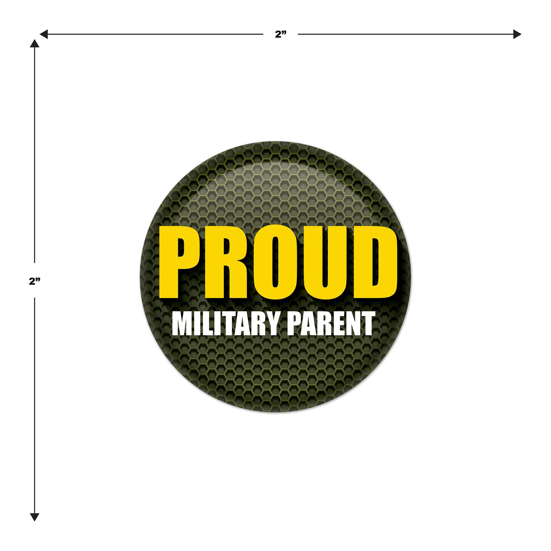 2" Green & Yellow Proud Military Parent Buttons, 6ct.