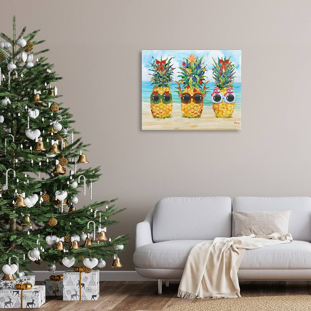 Stupell Industries Christmas Cool Pineapples Canvas Wall Art