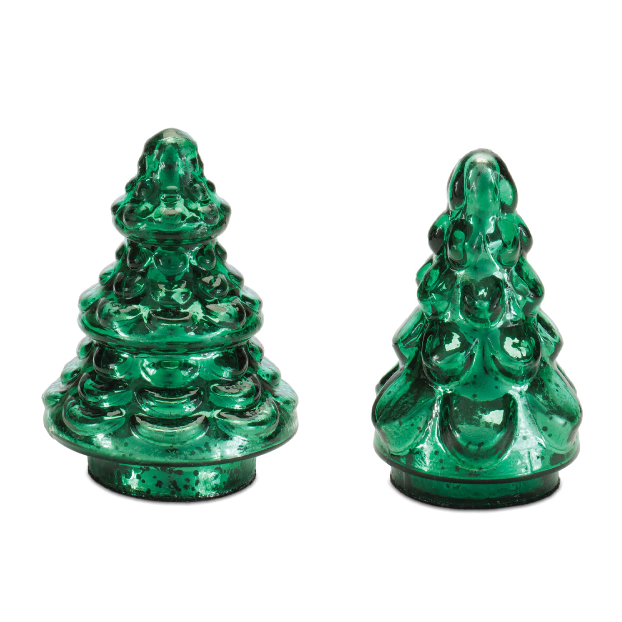 Mercury 4" Green Glass Christmas Tree Set