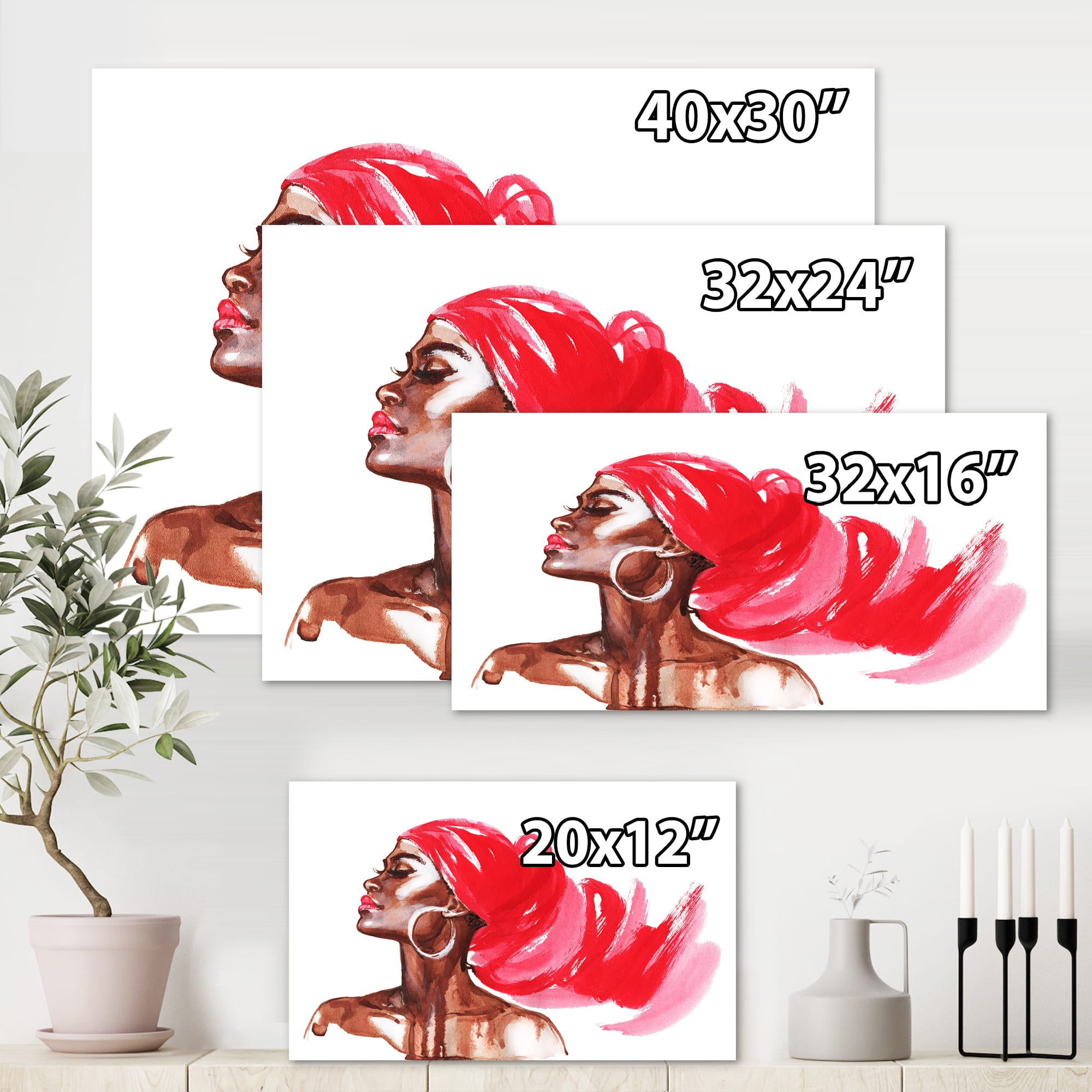 Designart - Portrait of African American Woman IX - Modern Canvas Wall Art Print