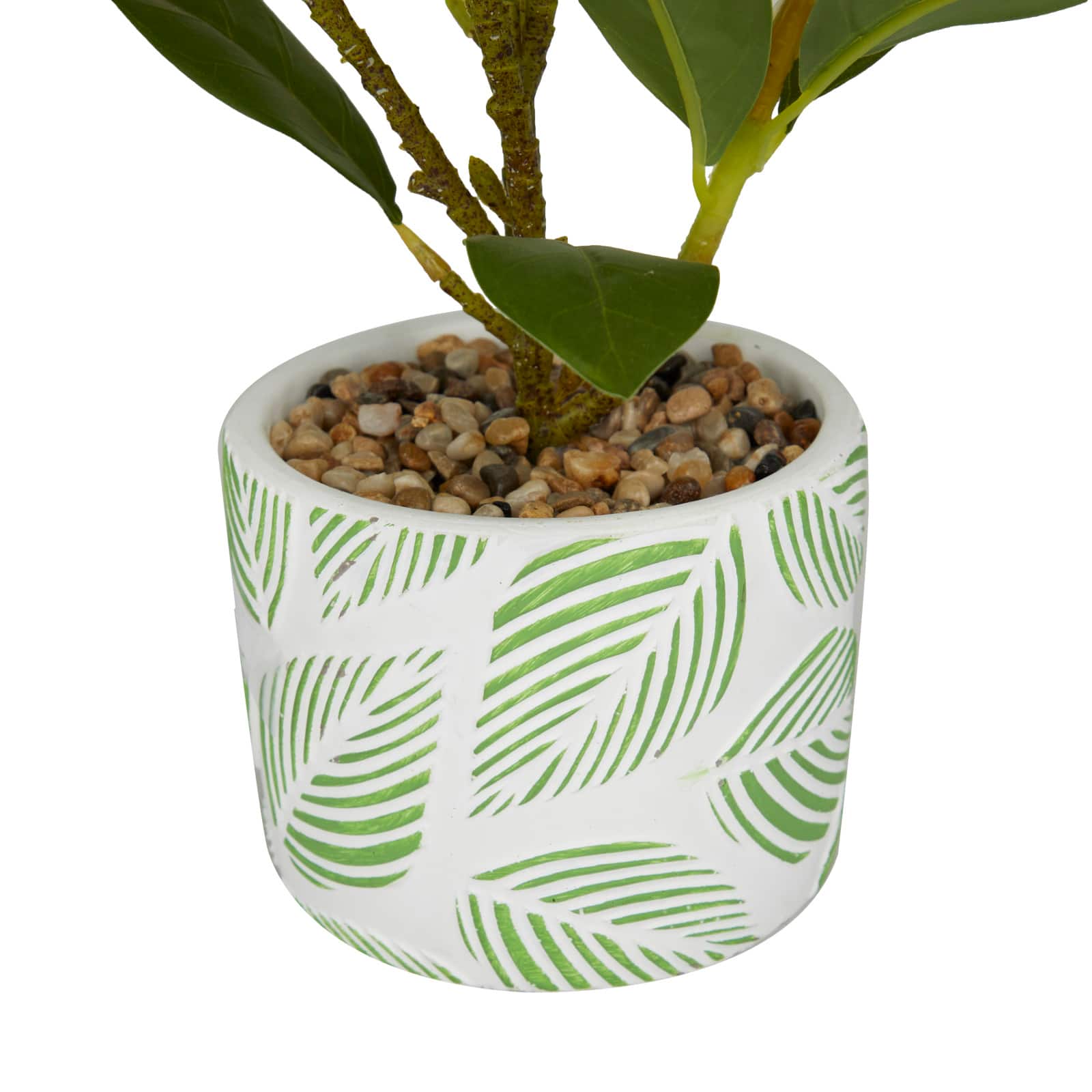 16" Potted White PVC Coastal Evergreen Artificial Foliage