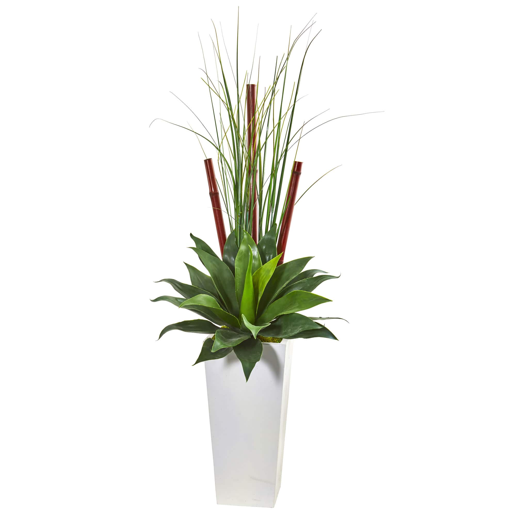 4.5ft. Giant Agave Succulent Artificial Plant in White Planter