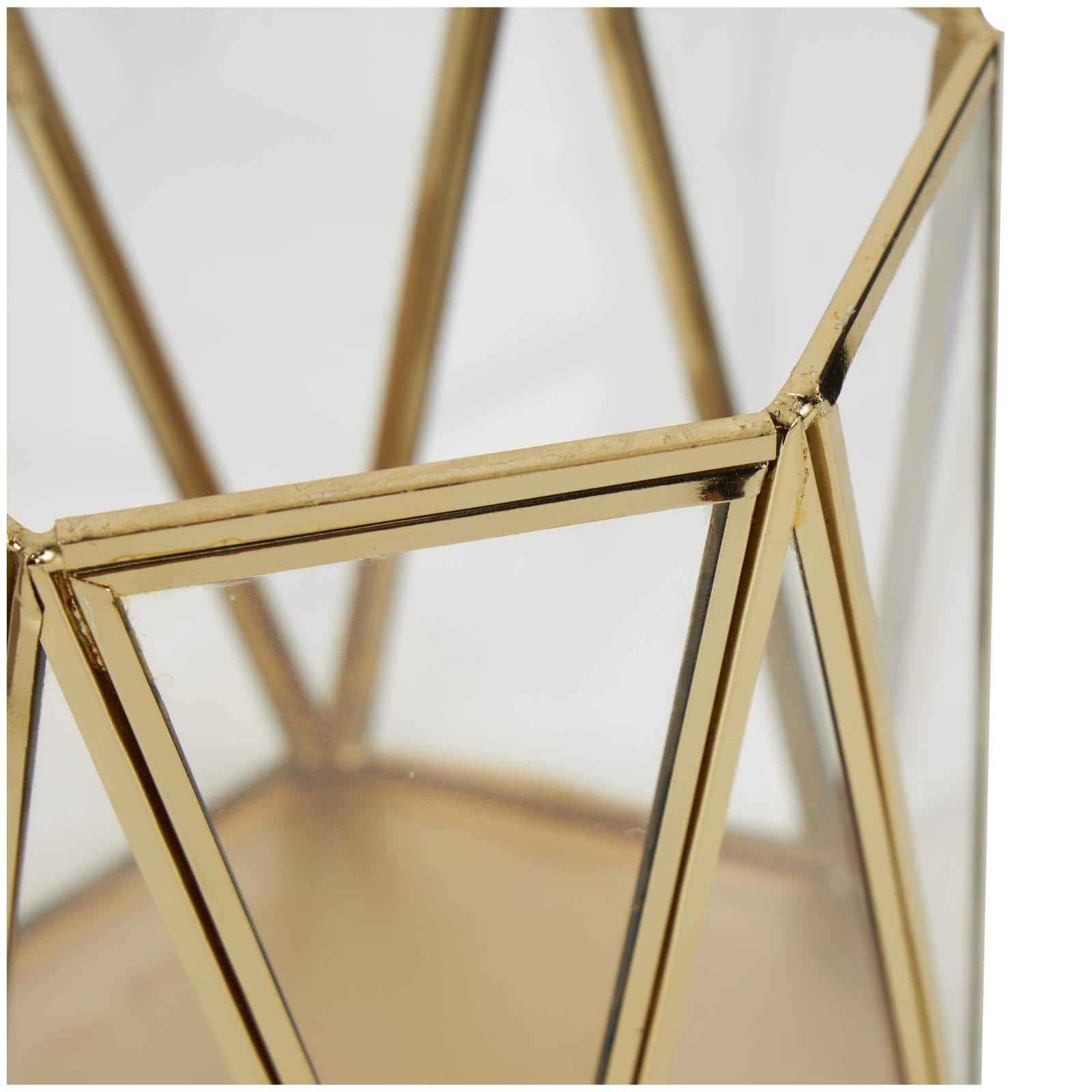 CosmoLiving by Cosmopolitan Gold Geometric Hexagon Candle Lantern Set