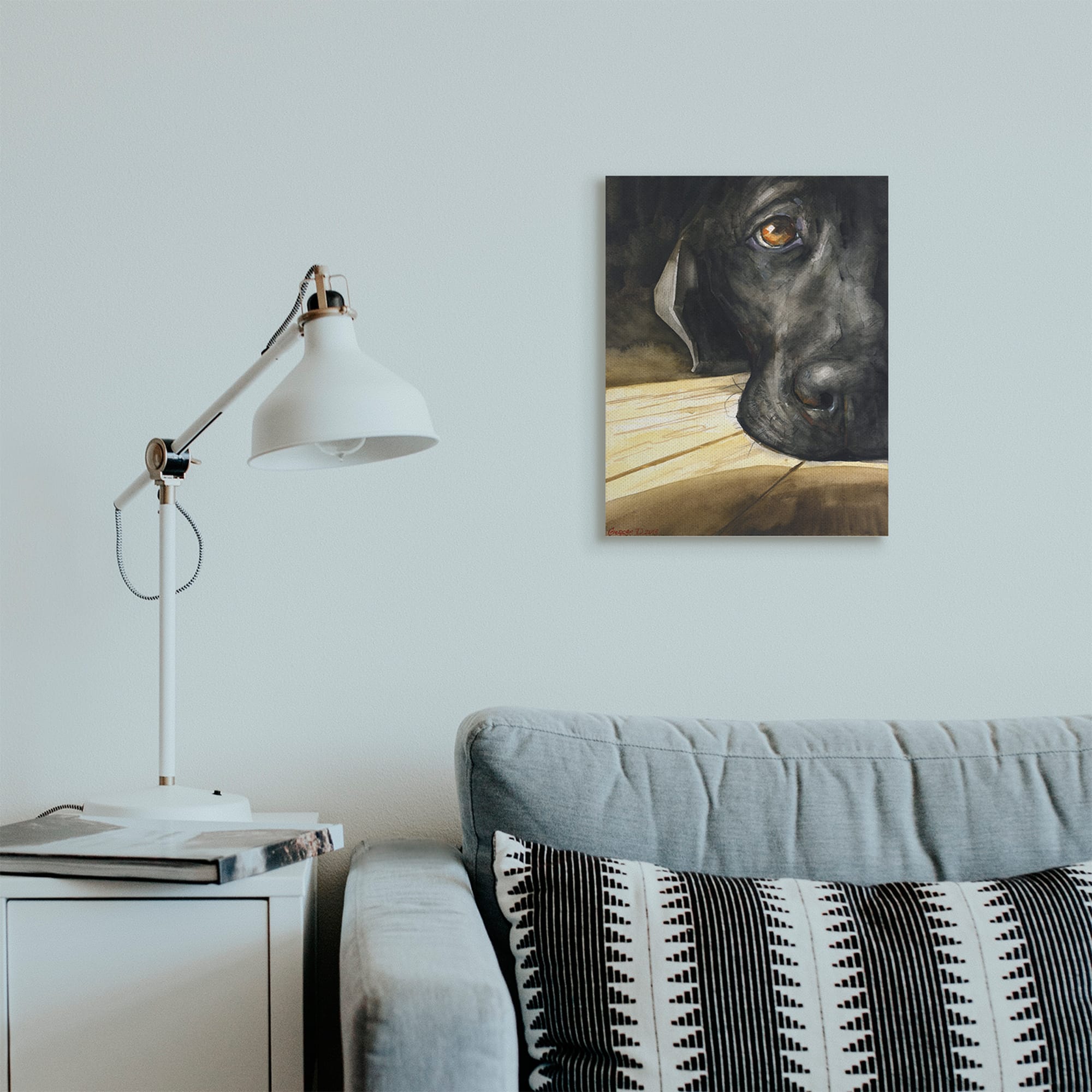 Stupell Industries Labrador Resting Pet Dog Portrait Brown Black Canvas Wall Art