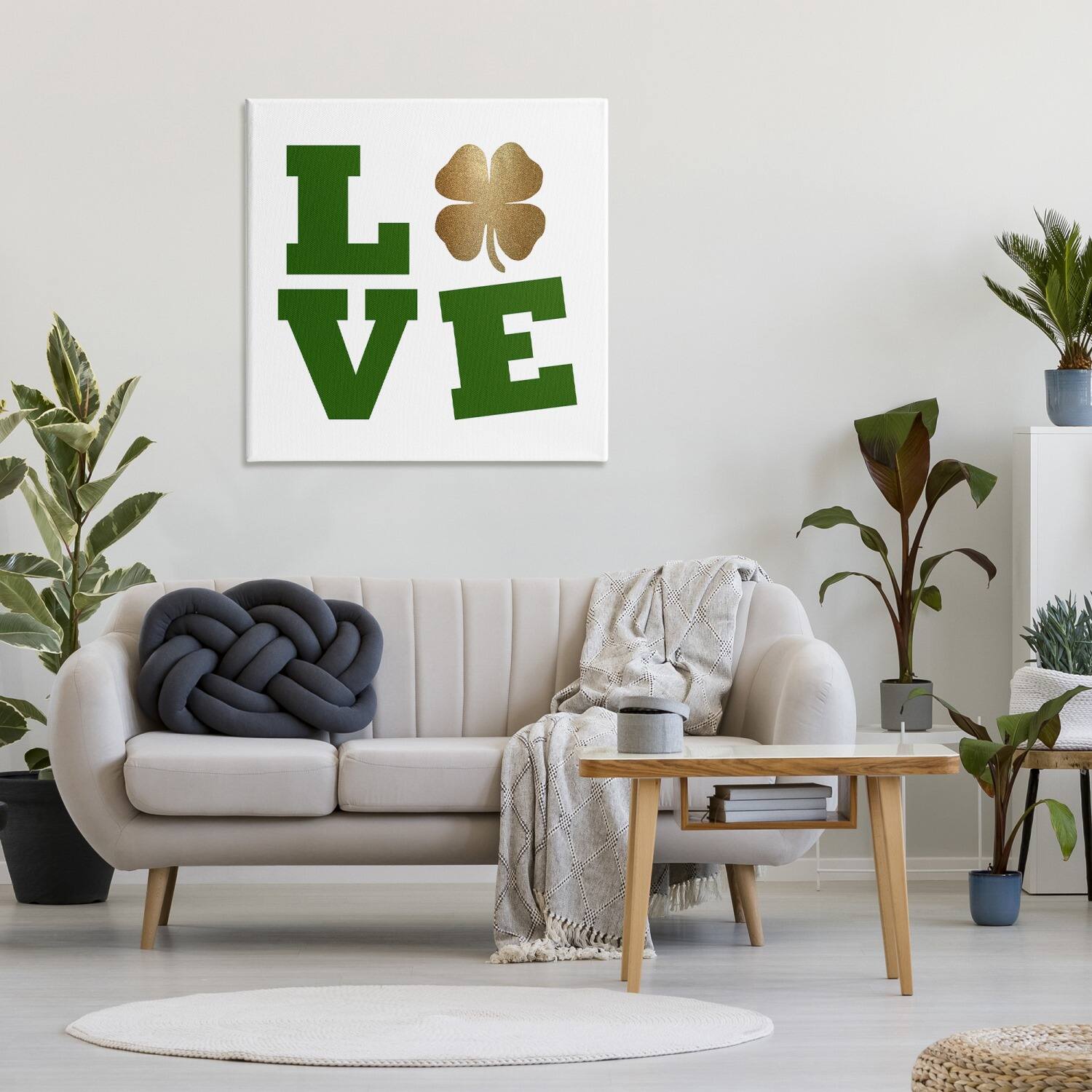 Stupell Industries St Patrick's Day Clover Love Canvas Wall Art