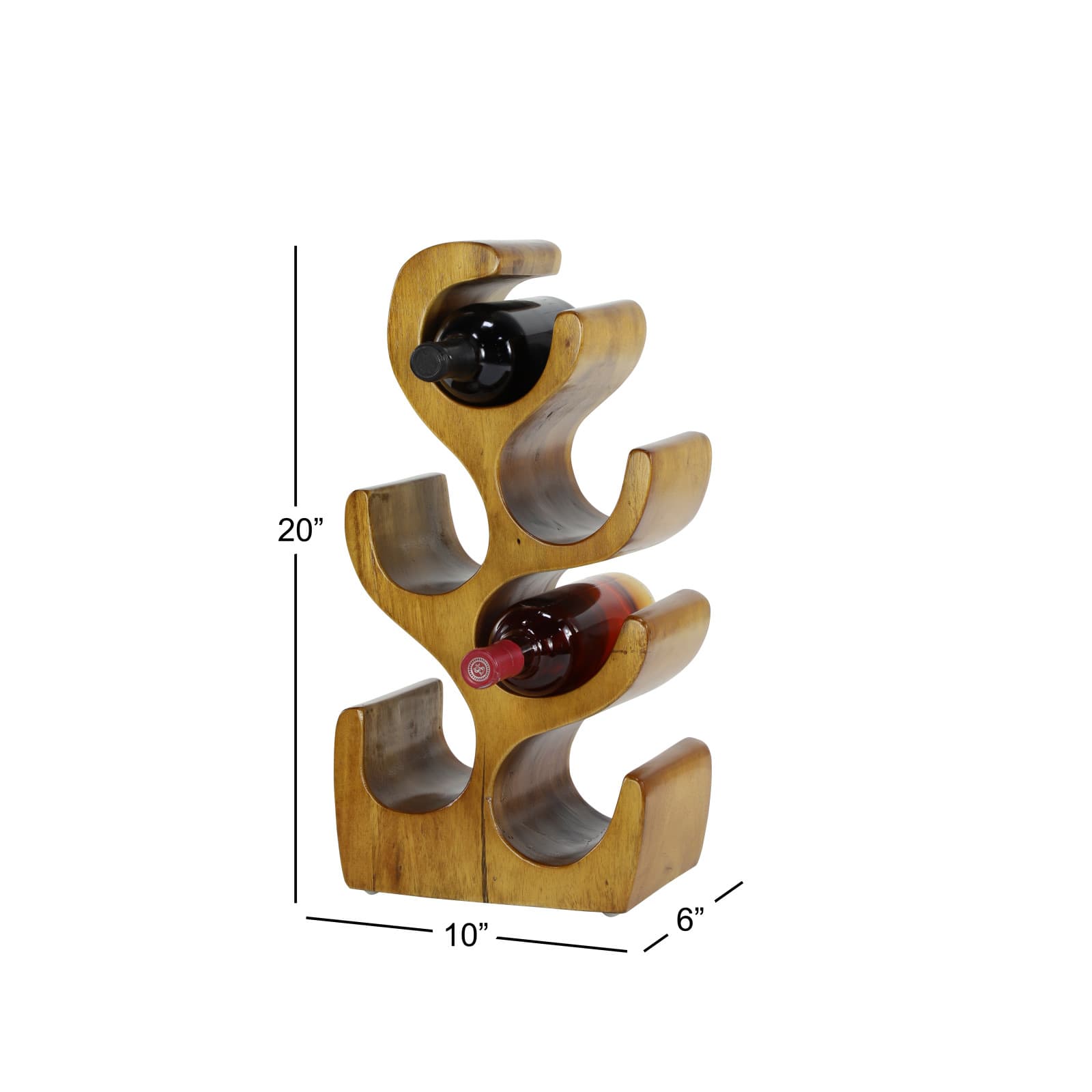 20" Brown Wood Rustic Wine Holder Rack