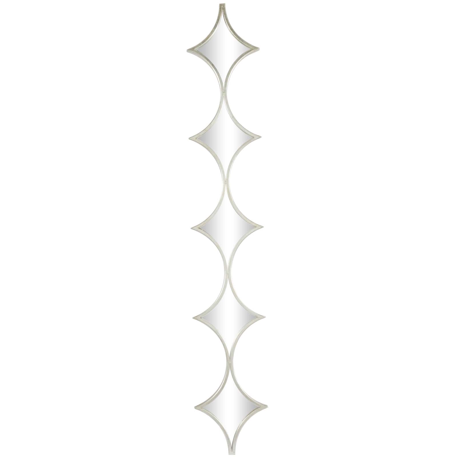 Silver Metal Slim Stacked Chain 5 Layer Wall Mirror with Half Moon Pattern 8" x 1" x 59"