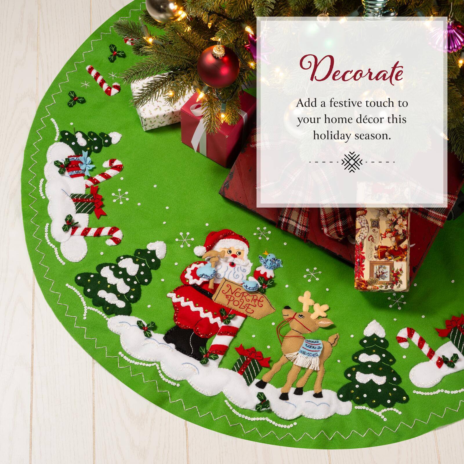 Bucilla® 43" North Pole this Way Felt Tree Skirt Kit