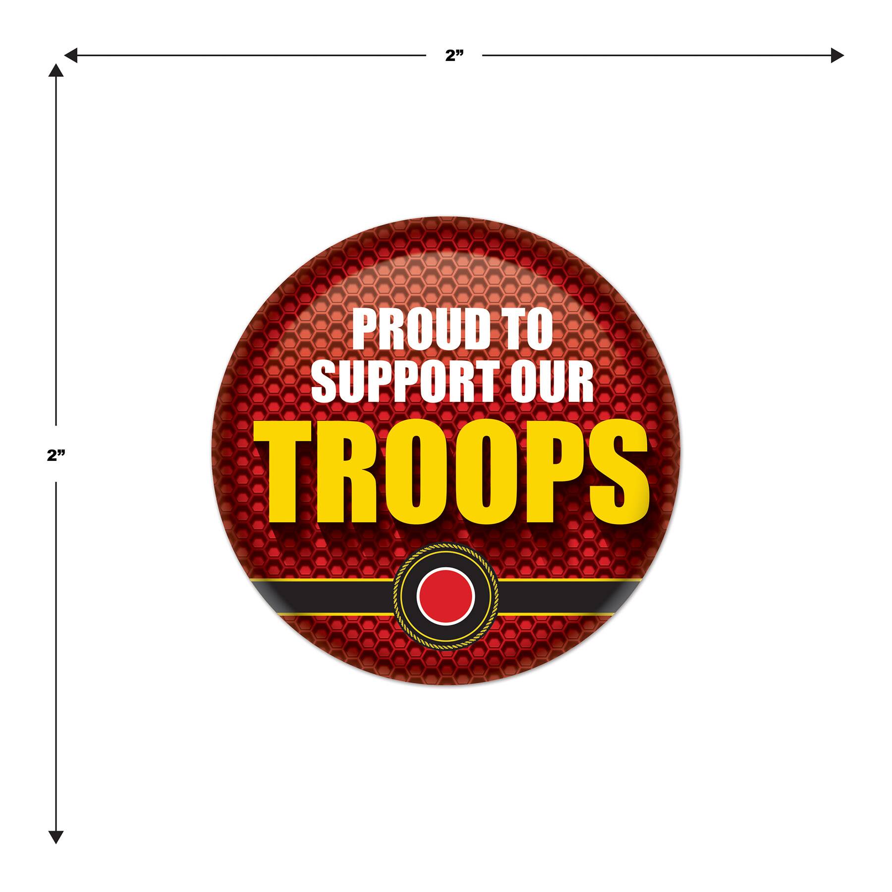 Beistle 2" Red & Yellow Proud To Support Our Troops Buttons, 6ct.