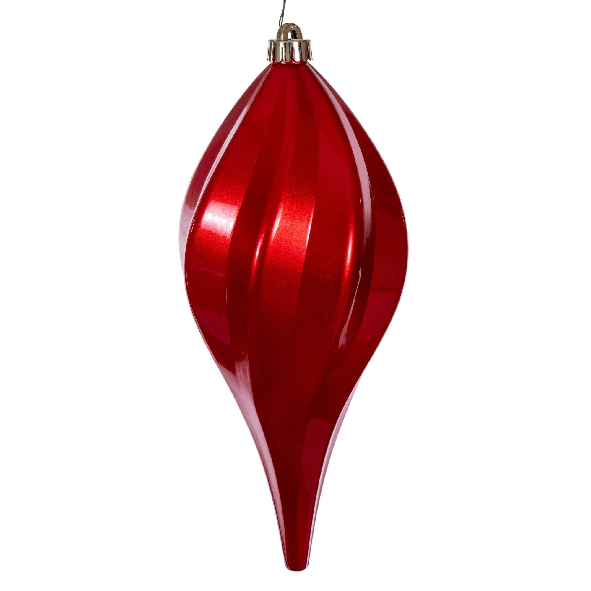 Vickerman Red UV Candy Swirl Drop Christmas Ornaments