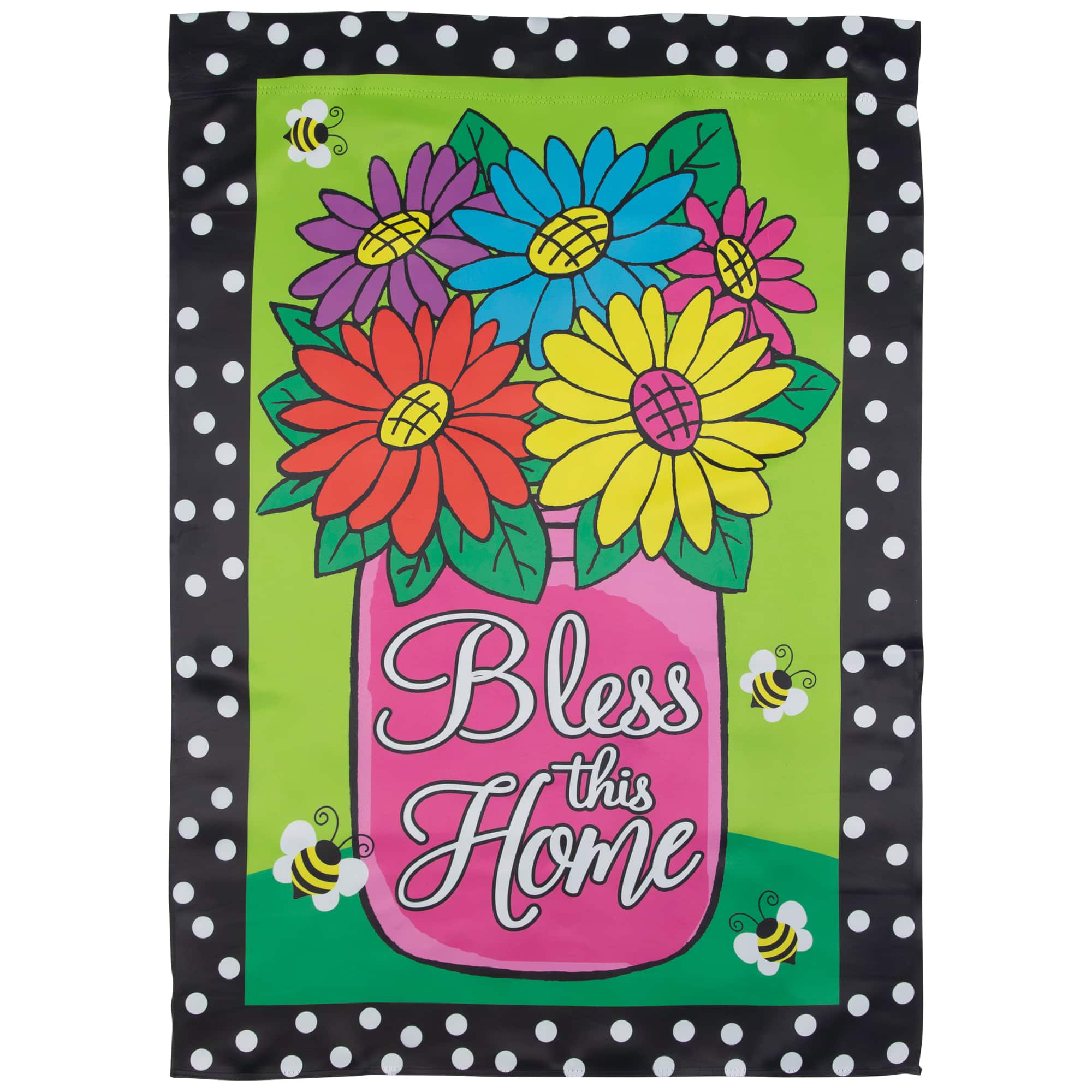 Bless this Home Bouquet with Vase Outdoor House Flag 28" x 40"