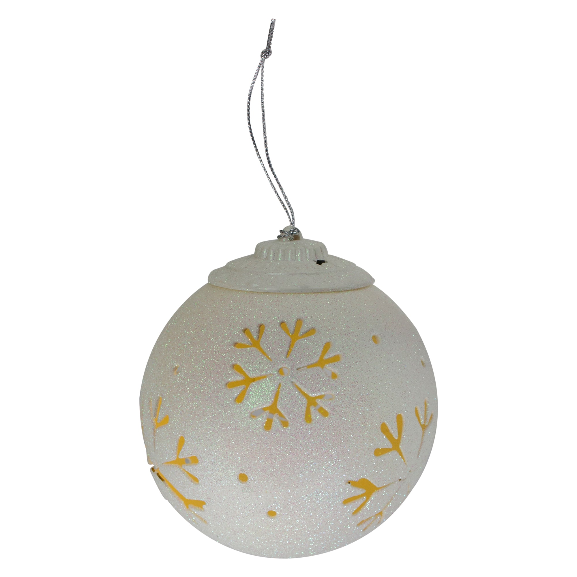 34676877 5 in. LED Lighted Snowflake Cut-Out Hanging Christmas Ornament, White