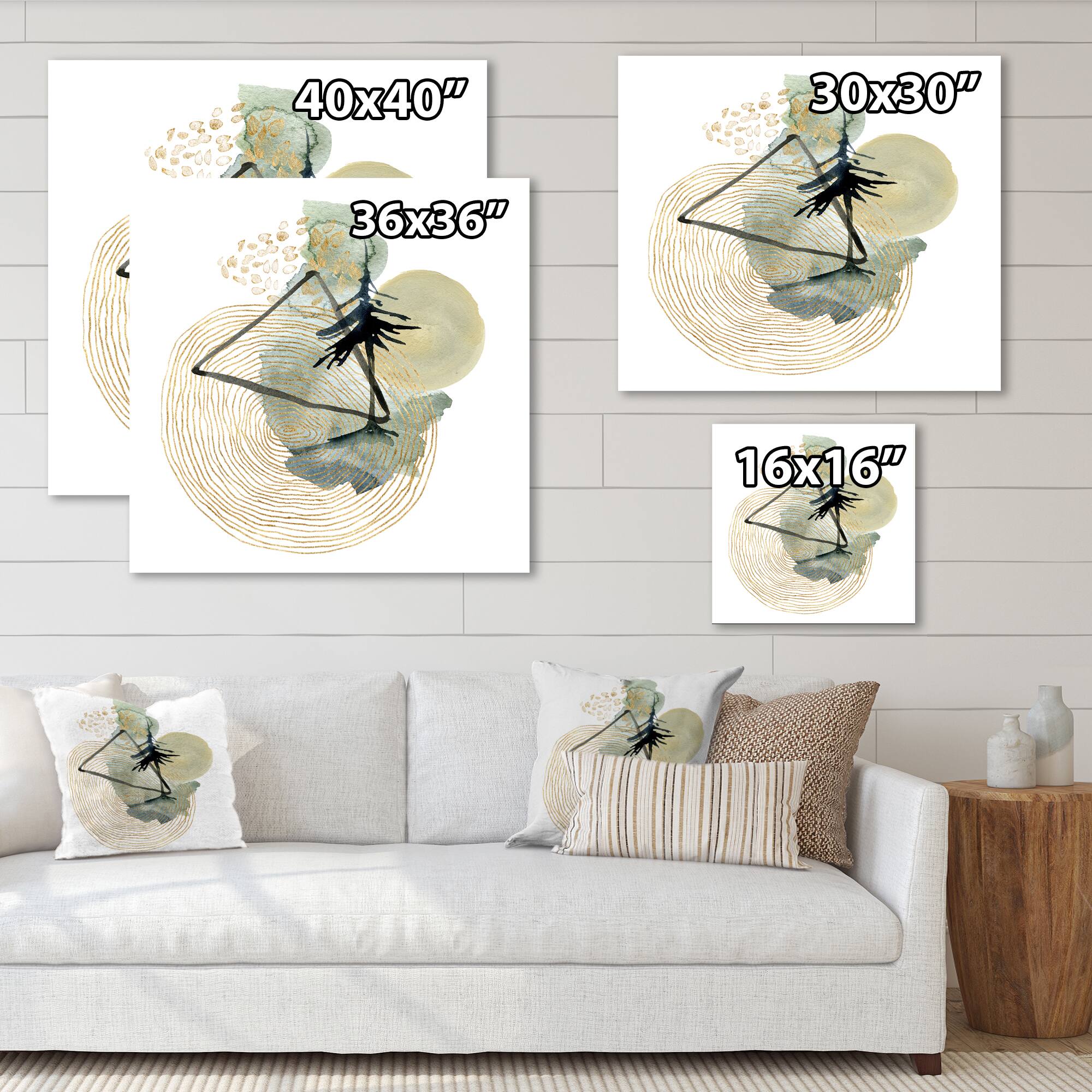 Designart - Abstract Landscape Of Mountains Moon and Tree - Mid-Century Modern Canvas Wall Art Print