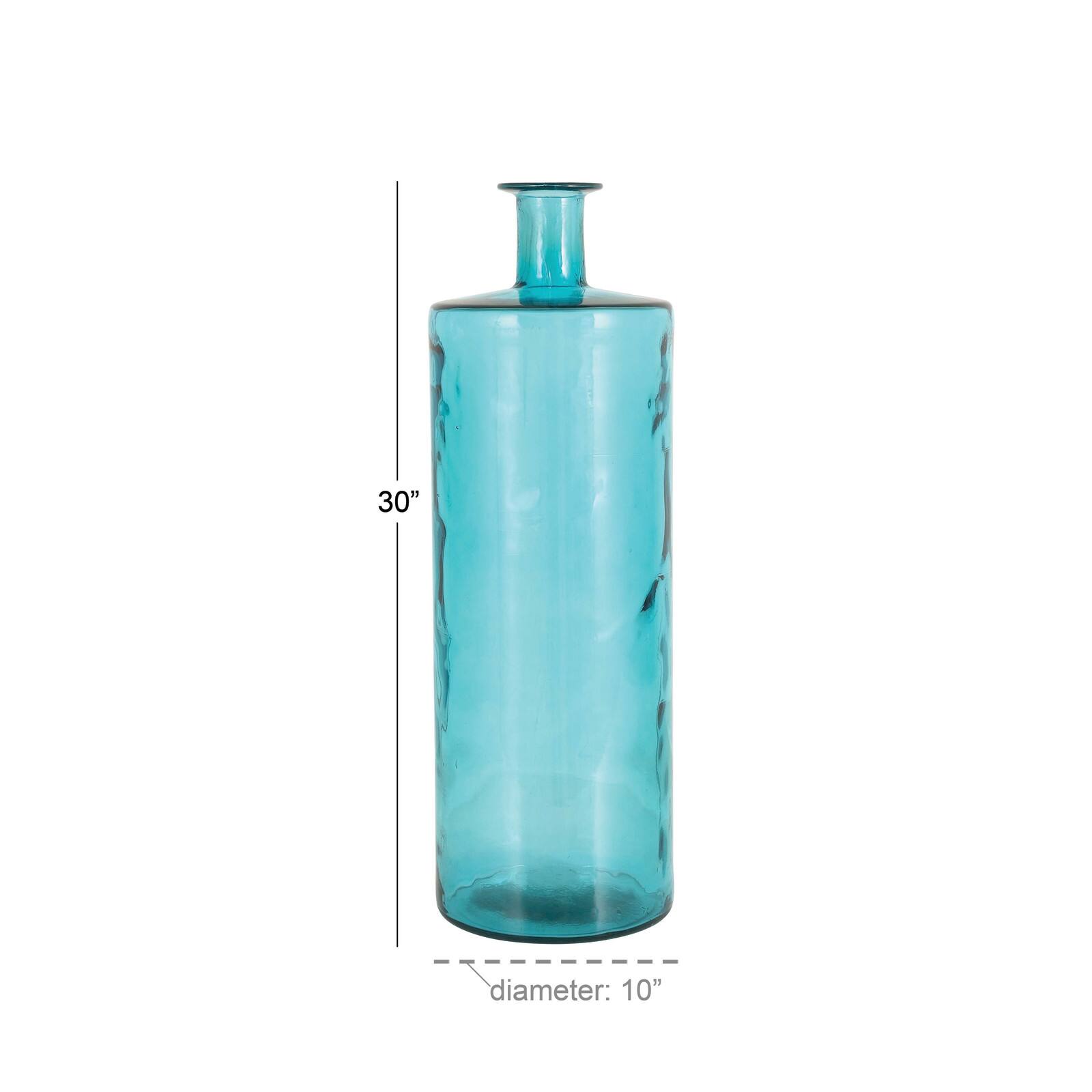 30" Blue Coastal Glass Vase