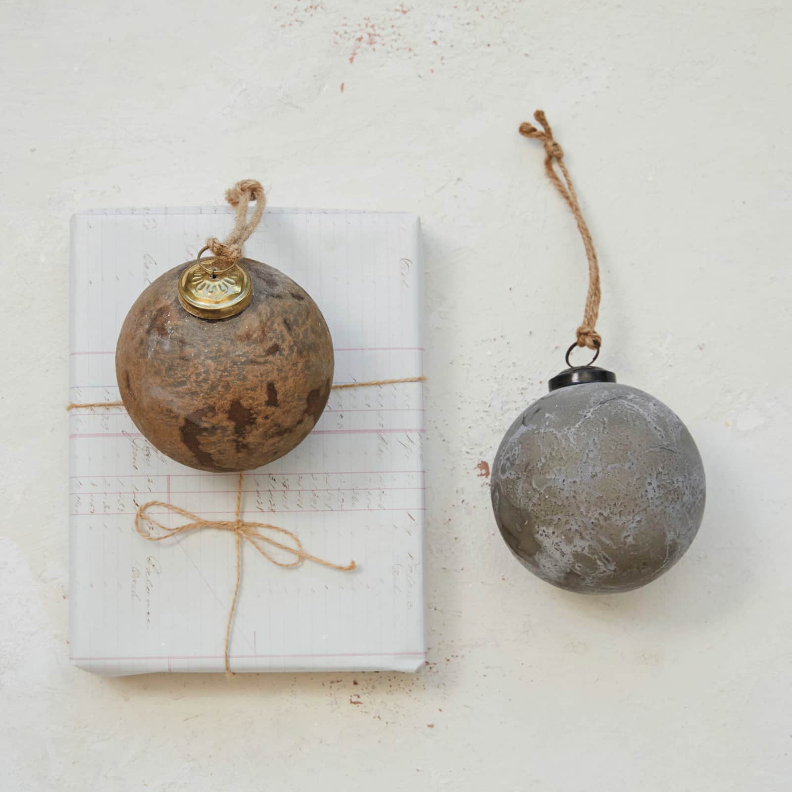 Hello Honey® 12 Pack 4" Gold & Silver Distressed Frosted Ball Glass Ornaments