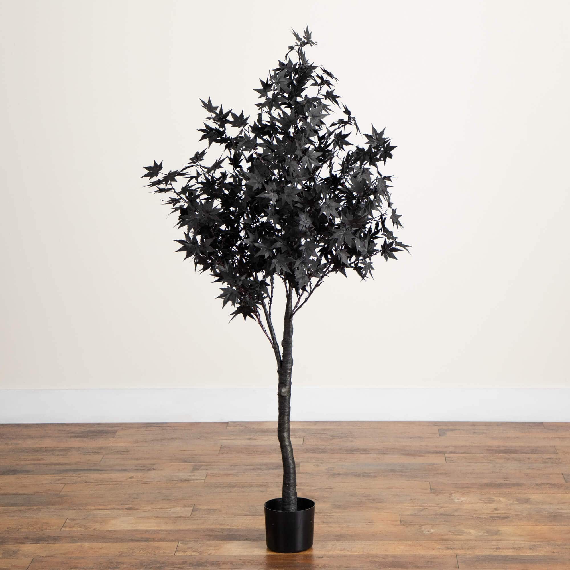 5ft. Pre-Lit Artificial Halloween Black Maple Tree with 240 Orange & Purple LED Lights
